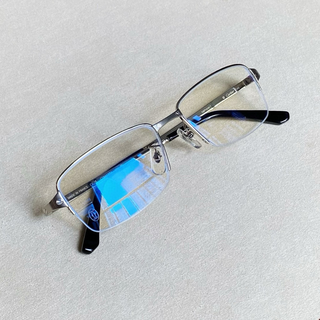 NIGO Cartier Men's Solid Colour Spliced Legs Metal Rectangular Optical Frames Eyeglasses Optical Glasses #nigo76724