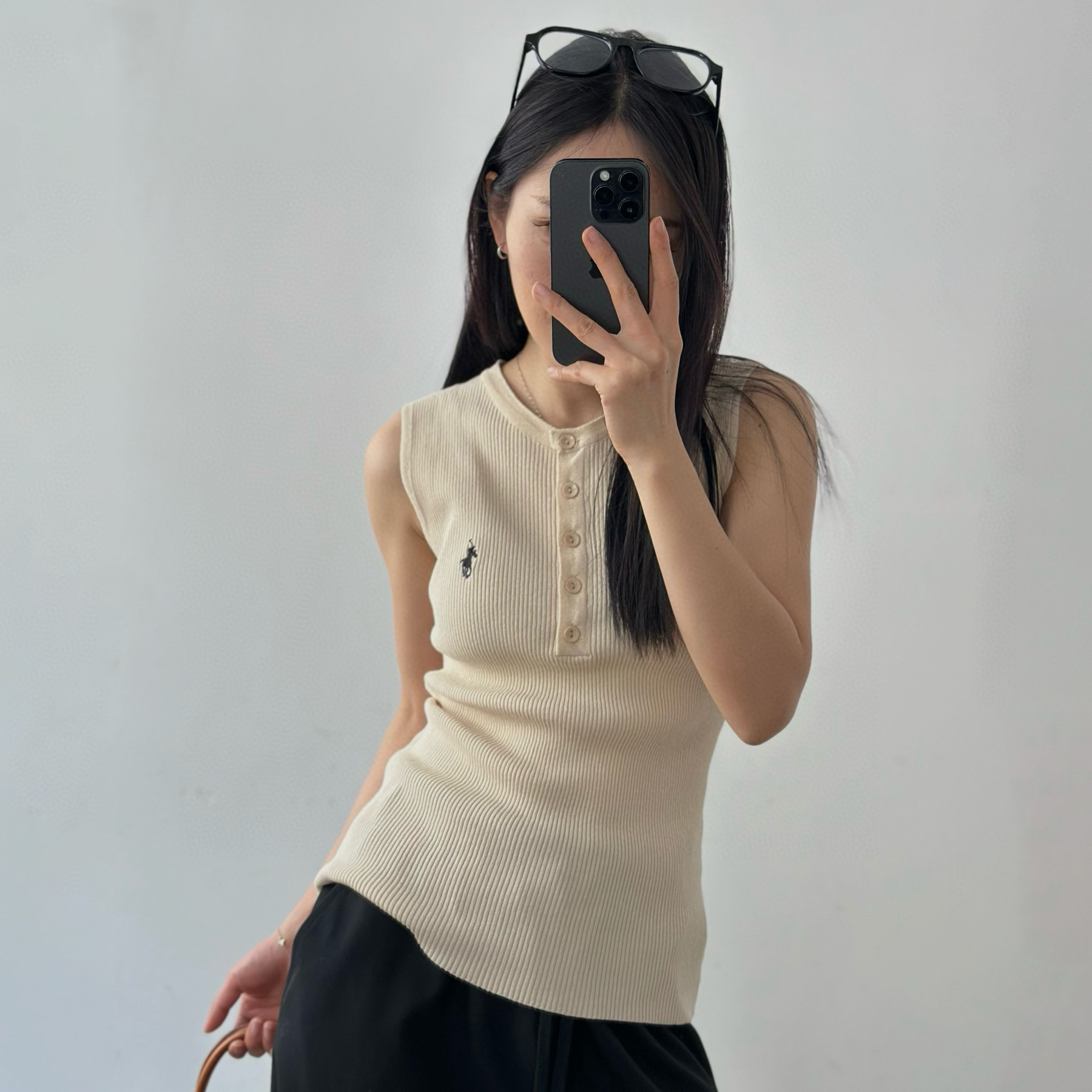 NIGO Ralph Lauren Women's Summer Solid Colour Embroidered Logo Knitted Polo Neck Tank Top #nigo76728