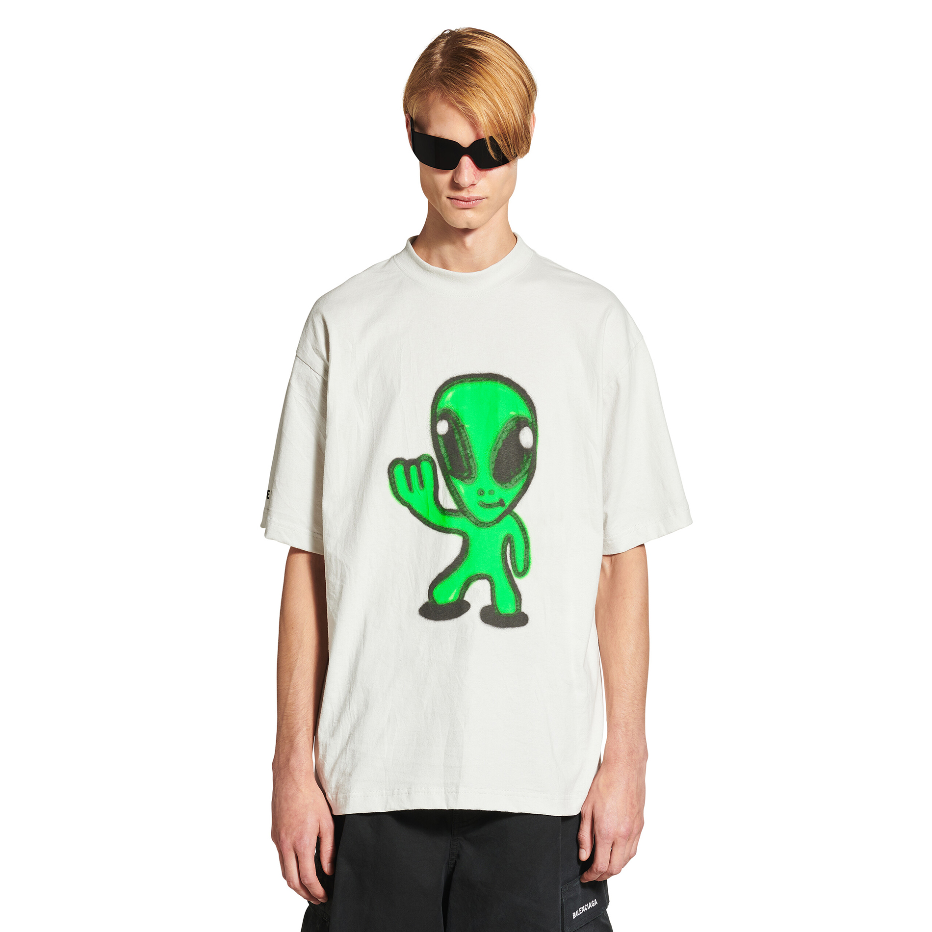 NIGO Balenciaga Hi There + Dripley Men's Summer Aged White Plain Knit Medium Fit T-Shirt #nigo76723