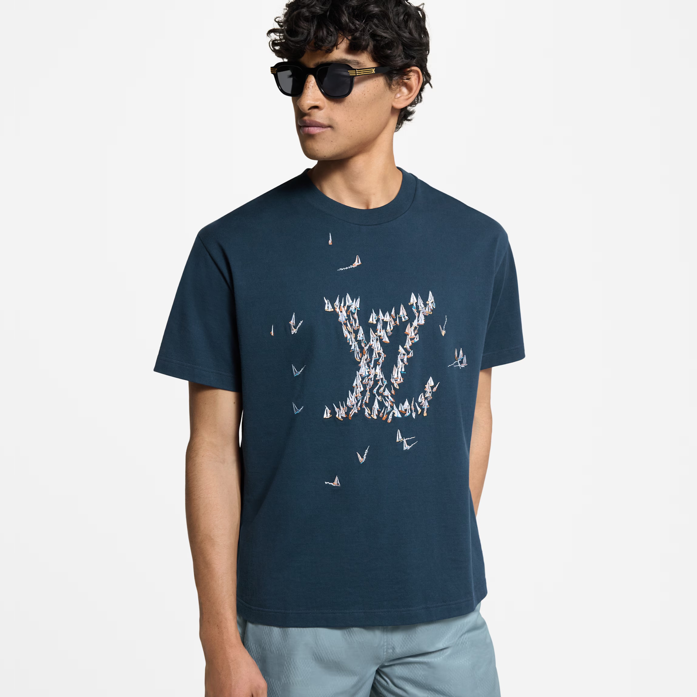 NIGO Louis Vuitton Men's Summer Embroidery Printed Round Neck Cotton Short Sleeve T-Shirt #nigo76717