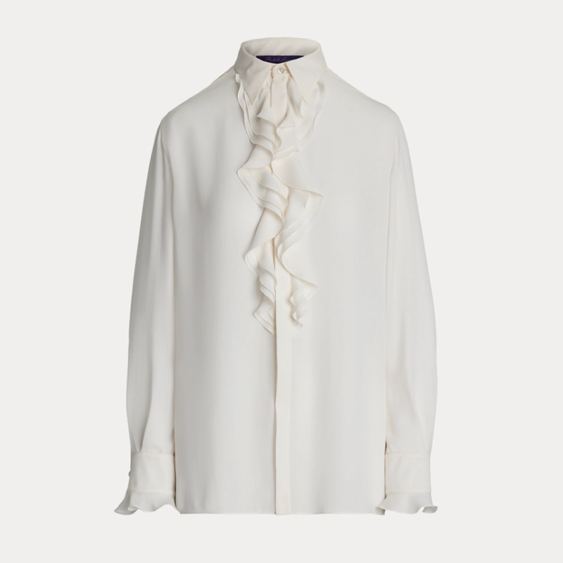 NIGO Ralph Lauren Women's Spring, Summer And Autumn Addison Loose Mulberry Silk Shirt Lapel Single-Breasted Solid Color Blouse Ngvp #nigo1543