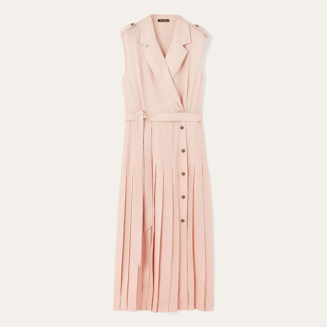 NIGO Loro Piana Women's Summer Solid Color Shirt Neck Side Slit Linen Sleeveless Bryce Dresses Ngvp #nigo1541