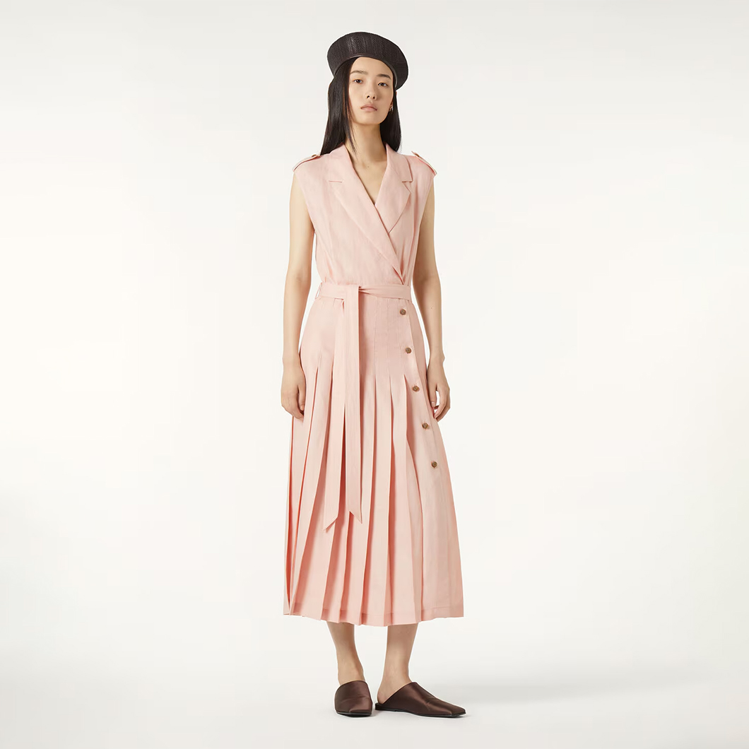 NIGO Loro Piana Women's Summer Solid Color Shirt Neck Side Slit Linen Sleeveless Bryce Dresses Ngvp #nigo1541