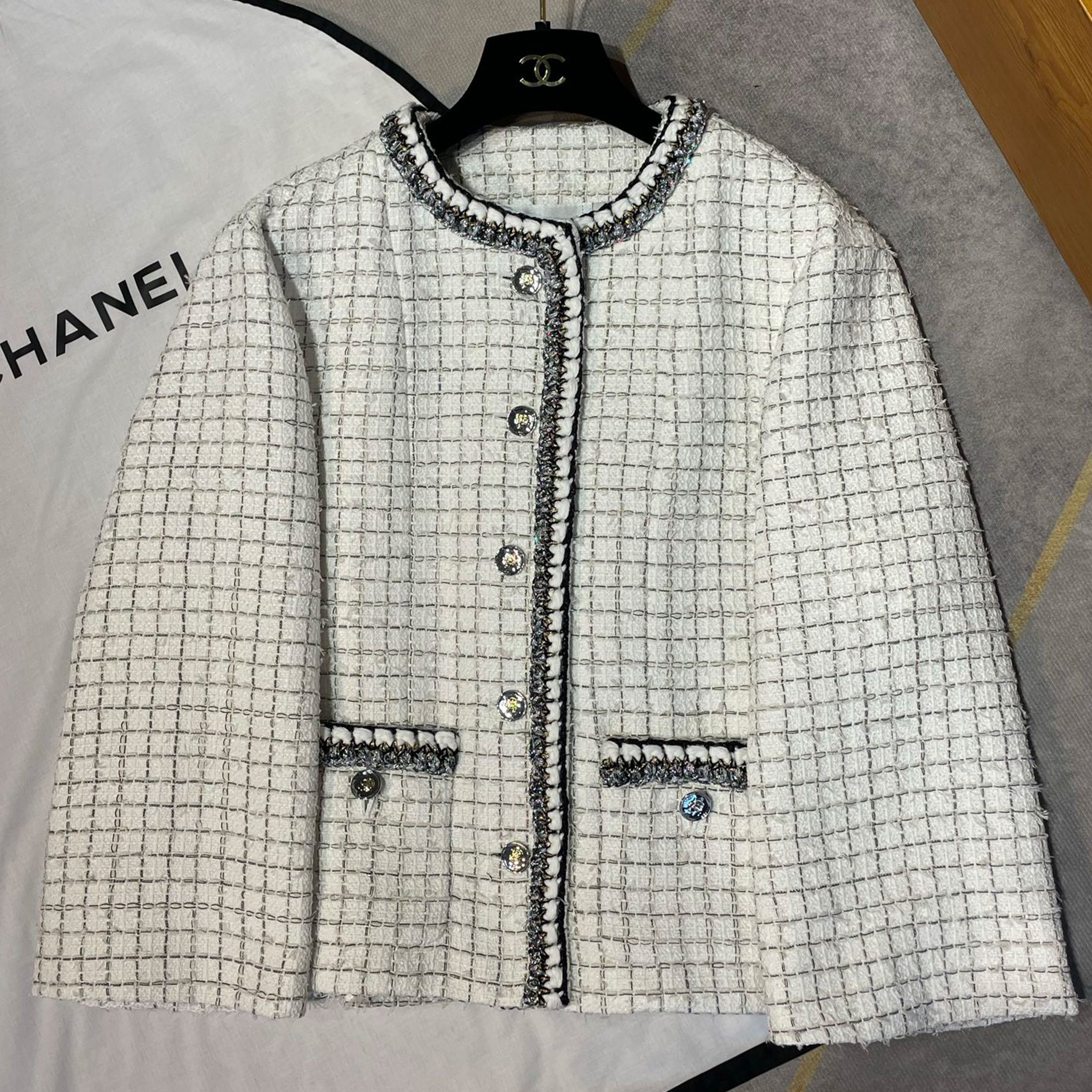 NIGO Chanel Women's Spring Autumn Tweed Colourblock Jacket Single Breasted Poncho Style Blouse Jacket Ngvp #nigo1593