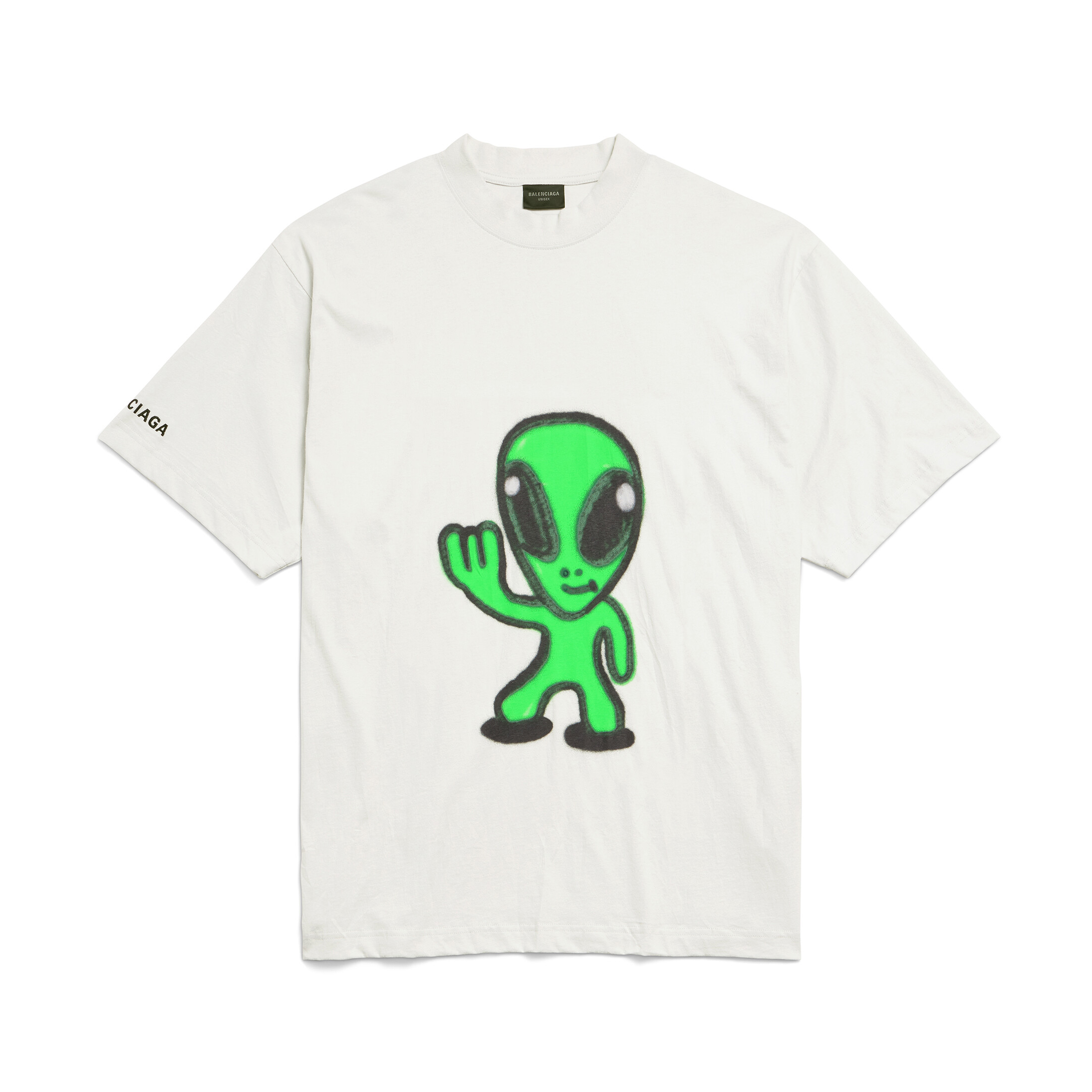 NIGO Balenciaga Hi There + Dripley Men's Summer Aged White Plain Knit Medium Fit T-Shirt #nigo76723