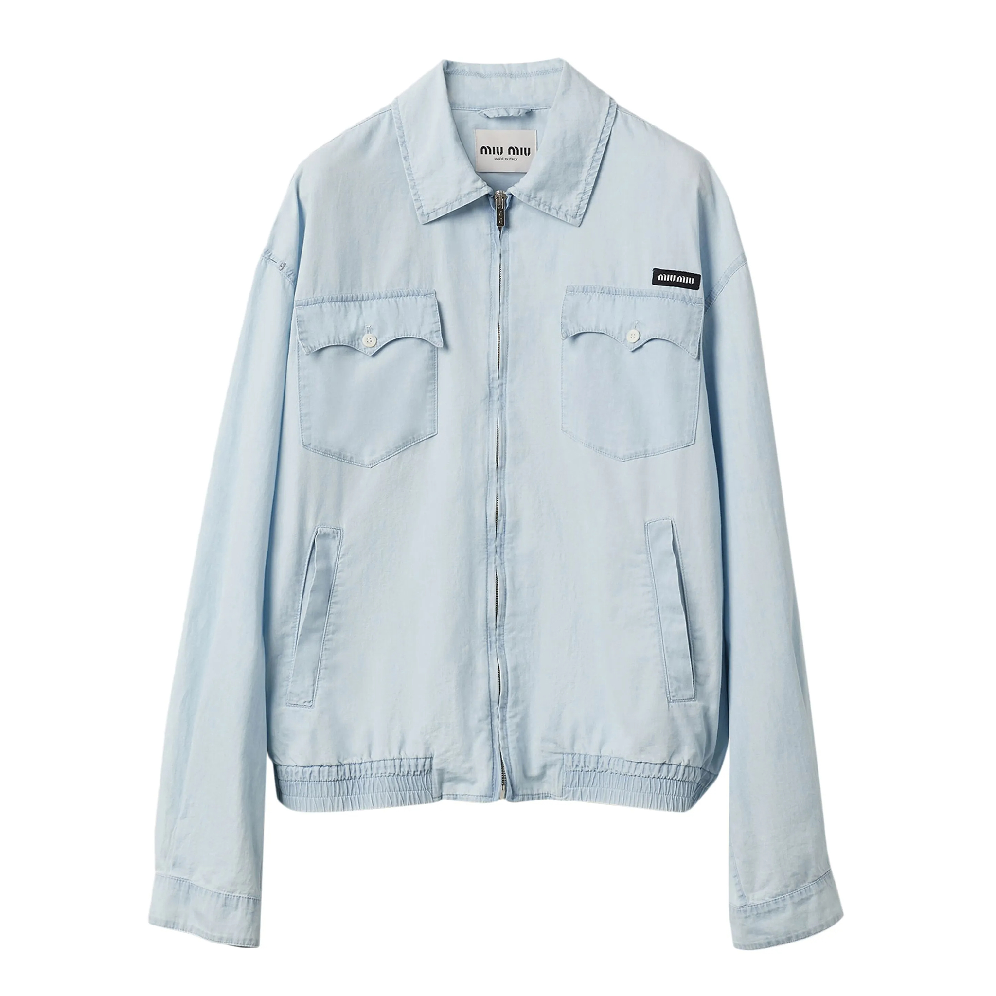NIGO MiuMiu Women's Chambray Drawstring Hem Jacket Logo Spring Autumn Solid Color Cotton Loose Zipper Long Sleeve Coat #nigo81188