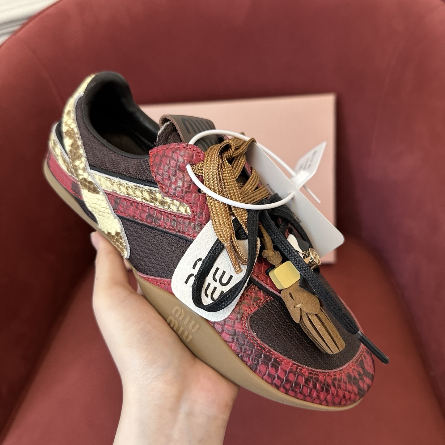 NIGO MiuMiu Women's Colourblocking Frosted Cowhide Low Top Lace Up Flat Derby Shoes #nigo76735