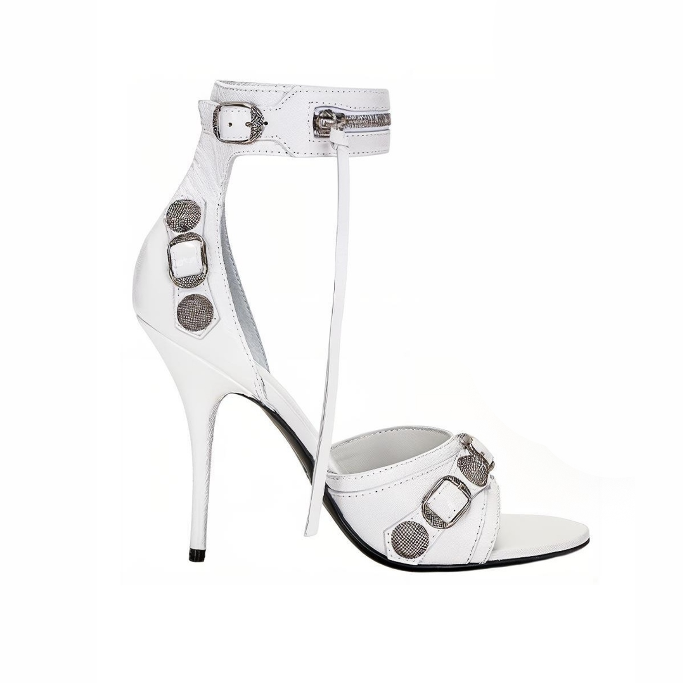 NIGO Balenciaga Cagole High Heeled Sandals Women's Spring And Summer Fashion Metal Rivets High Heeled Leather Shoes #nigo81237