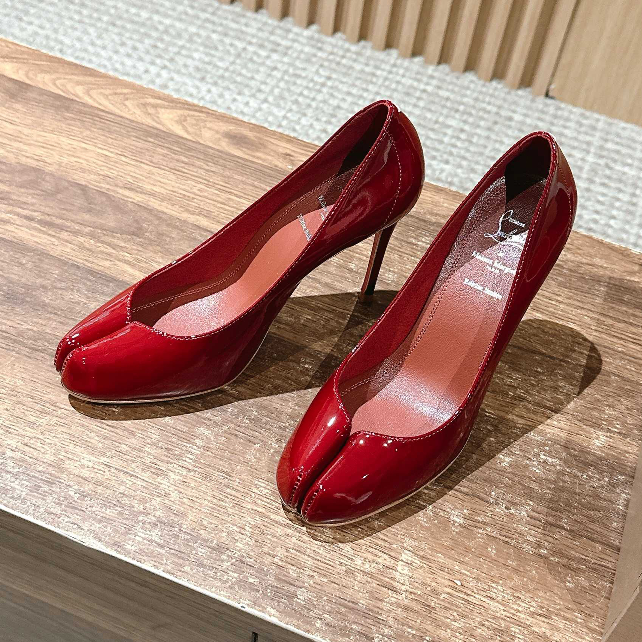 NIGO Christian Louboutin X Maison Margiela Women's Spring And Summer Split-toe High Heels Temperament Luxury Red Bottom Within The High Leather Single Shoes Ngvp #nigo1599