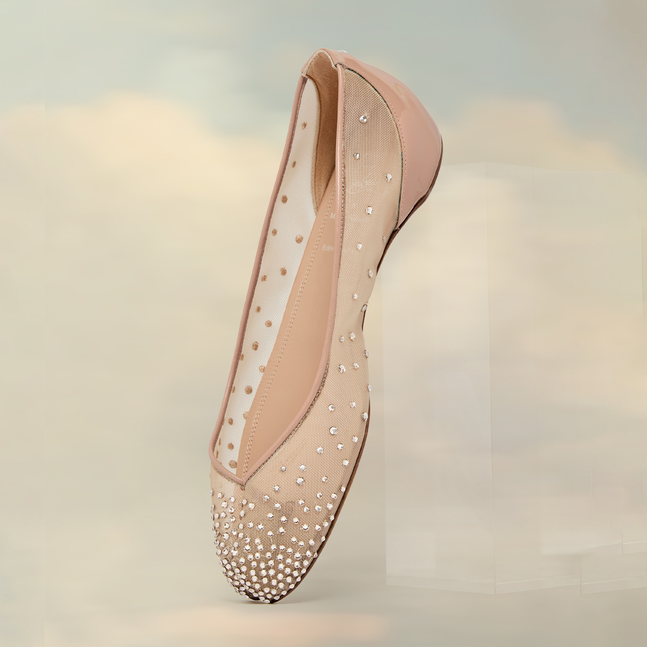 NIGO Christian Louboutin X Maison Margiela Women's Spring And Summer Mesh Drill Split-toe Flat Shoes Temperament Luxury Red Bottom Within The High Single Shoes Ngvp #nigo1598