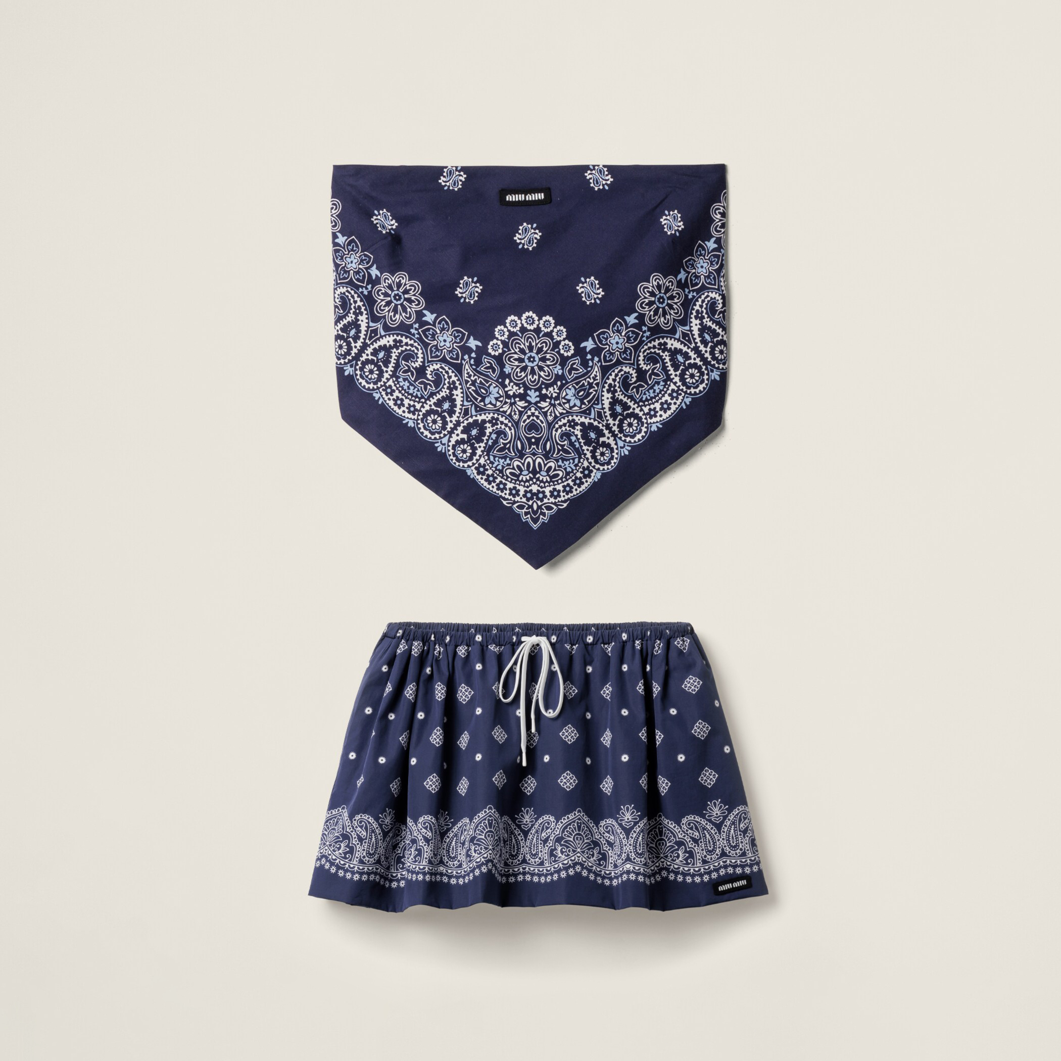 NIGO MiuMiu Women's Summer Floral Printed Pattern Cotton Sheath Tie Mini Casual Short Skirt Set Suit #nigo76736