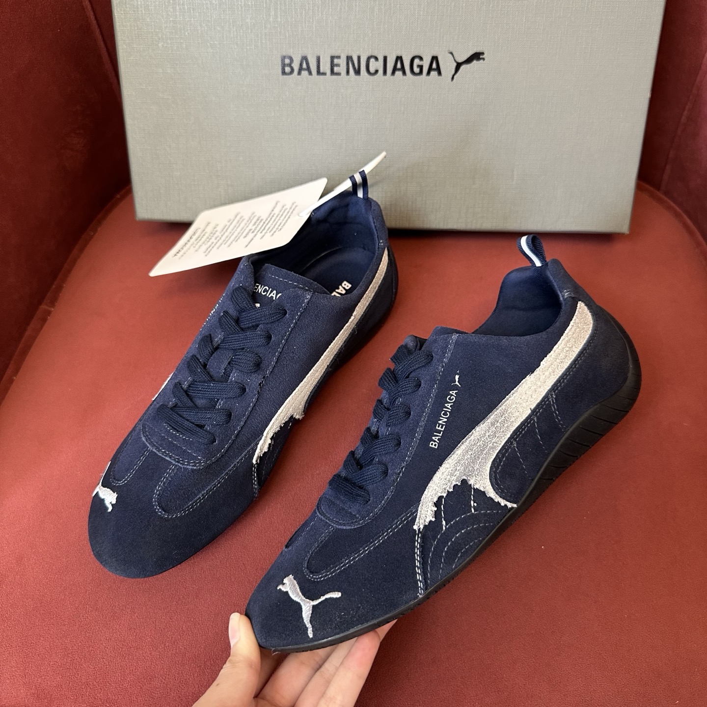 NIGO Balenciaga X Puma Women's Solid Suede Leather Low Top Lace Up Flat Sneakers Shoes #nigo76734