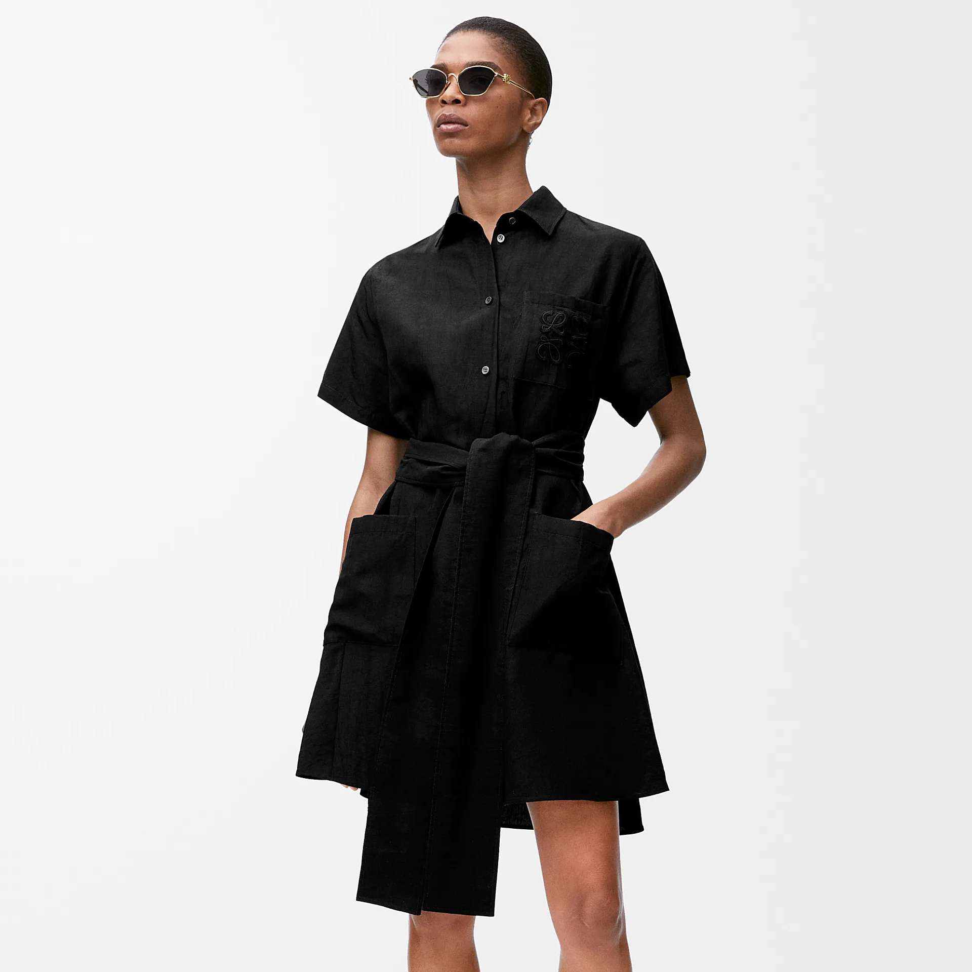 NIGO Loewe Women's Summer Solid Colour Printed Embroidery Button Shirt Style Short Sleeve Dresses #nigo76729