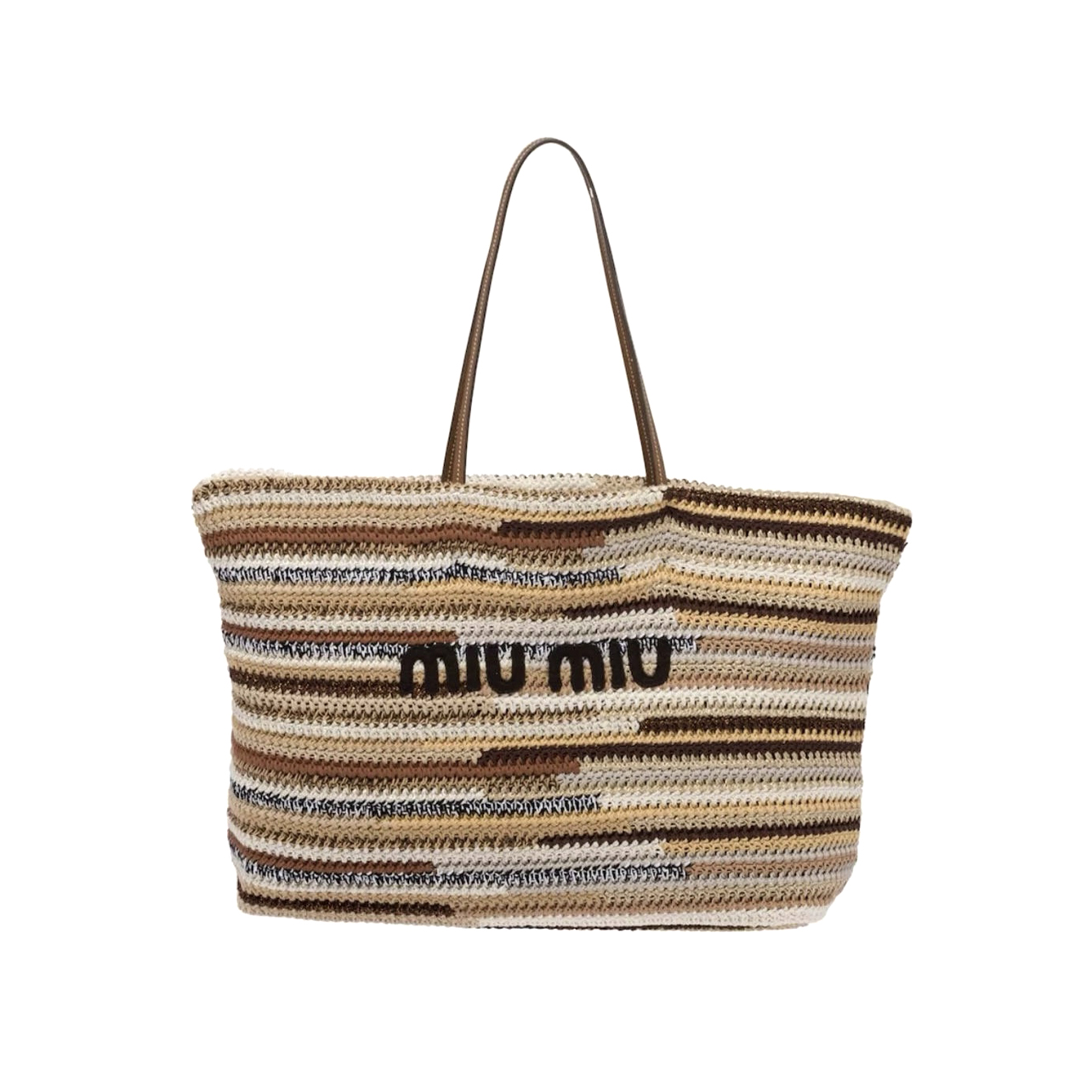 NIGO MiuMiu Women's Multicolour Embroidery Logo Crochet Shopping Bag Shoulder Handbag Tote Bags #nigo76741