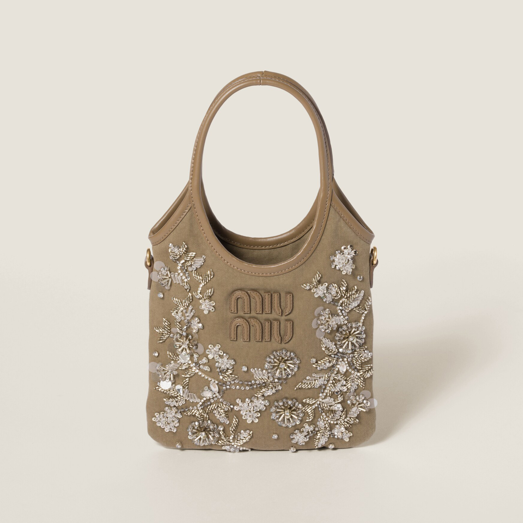 NIGO MiuMiu IVY Women's Solid Colour Floral Embroidery Steel Hardware Accessories Cotton Shoulder Crossbody Handbag Bag Bags #nigo76742