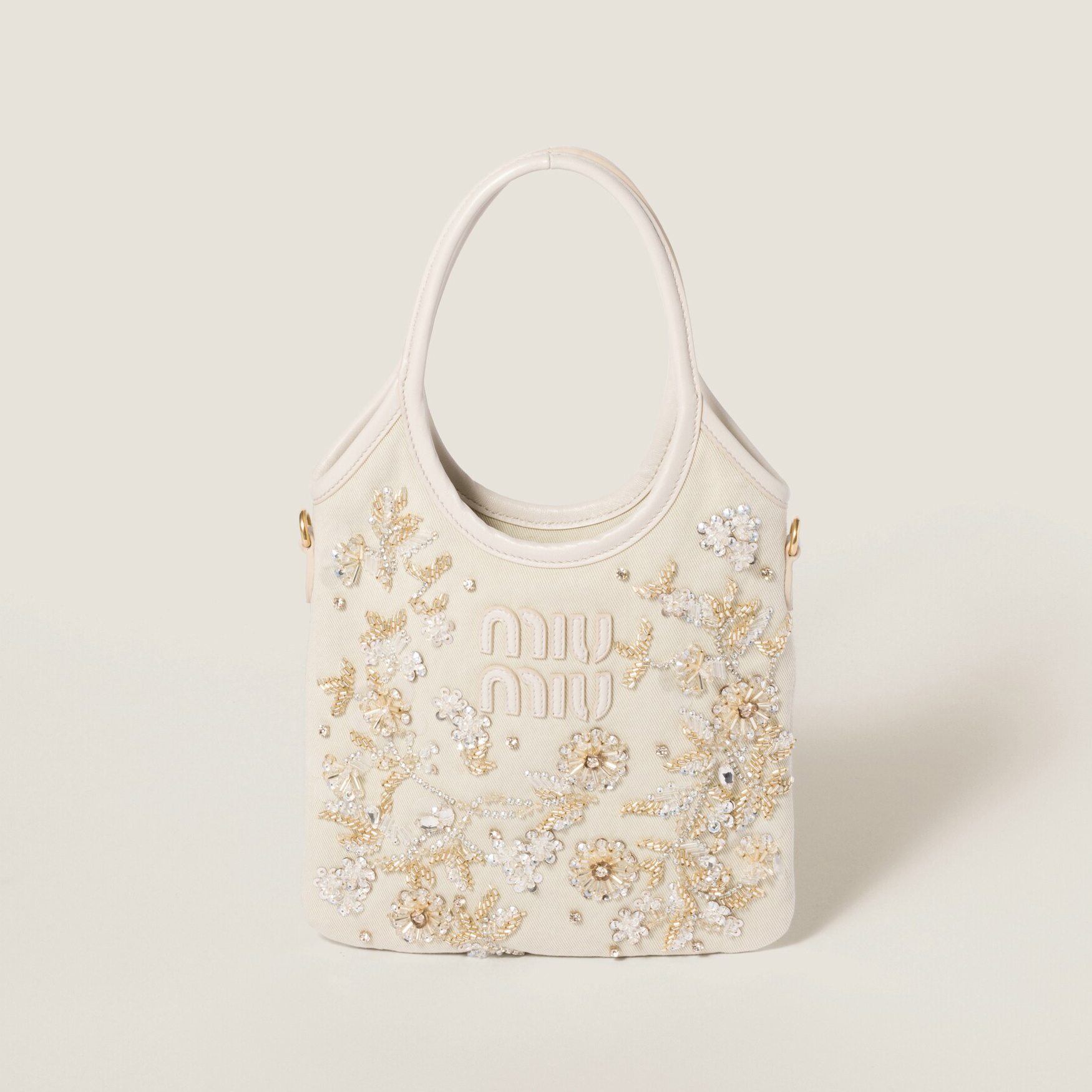 NIGO MiuMiu IVY Women's Solid Colour Floral Embroidery Steel Hardware Accessories Cotton Shoulder Crossbody Handbag Bag Bags #nigo76742