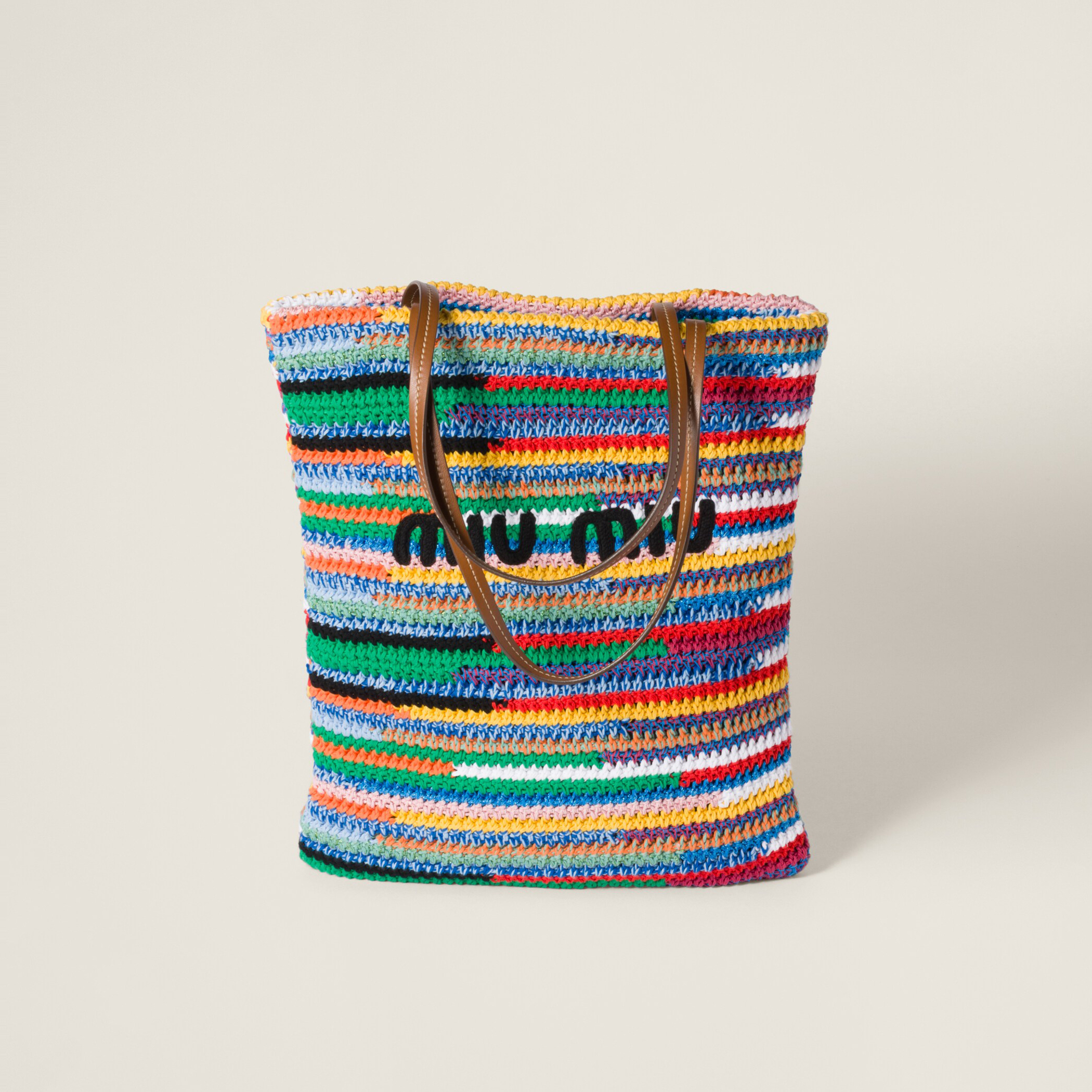 NIGO MiuMiu Women's Multicolour Embroidery Logo Crochet Shopping Bag Shoulder Handbag Tote Bags #nigo76739