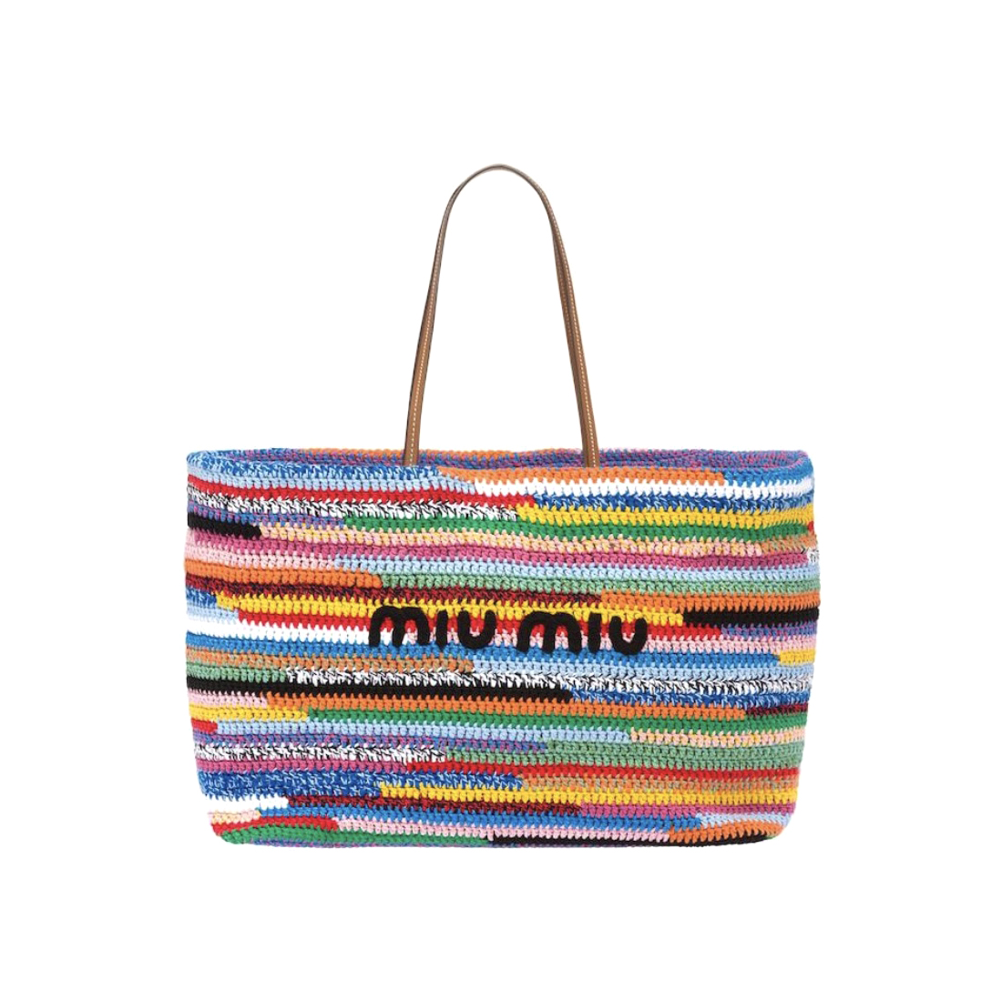NIGO MiuMiu Women's Multicolour Embroidery Logo Crochet Shopping Bag Shoulder Handbag Tote Bags #nigo76741