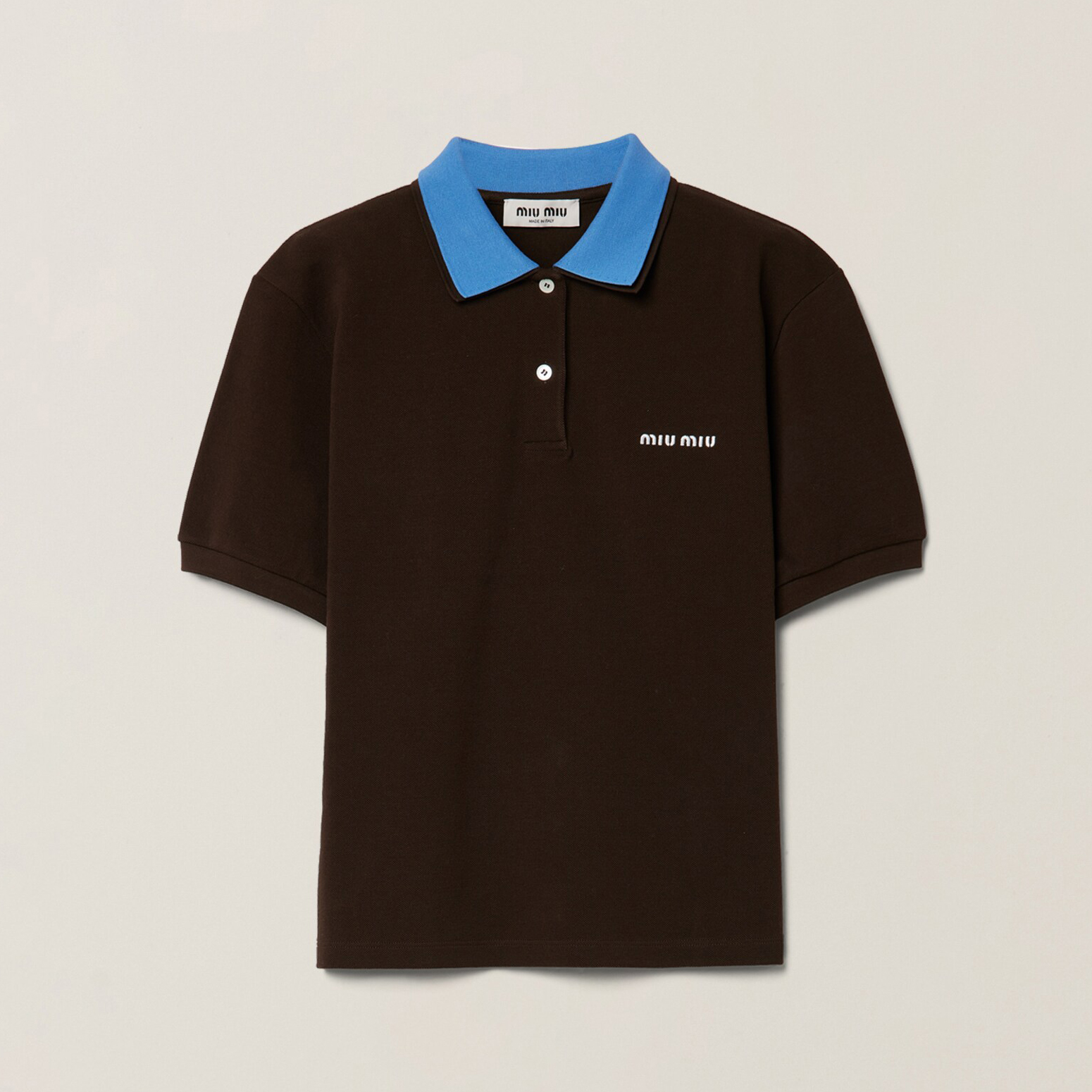 NIGO MiuMiu Women's Summer Solid Colour Embroidered Letter Print Polo Neck Cotton Short Sleeve T-Shirt #nigo76758