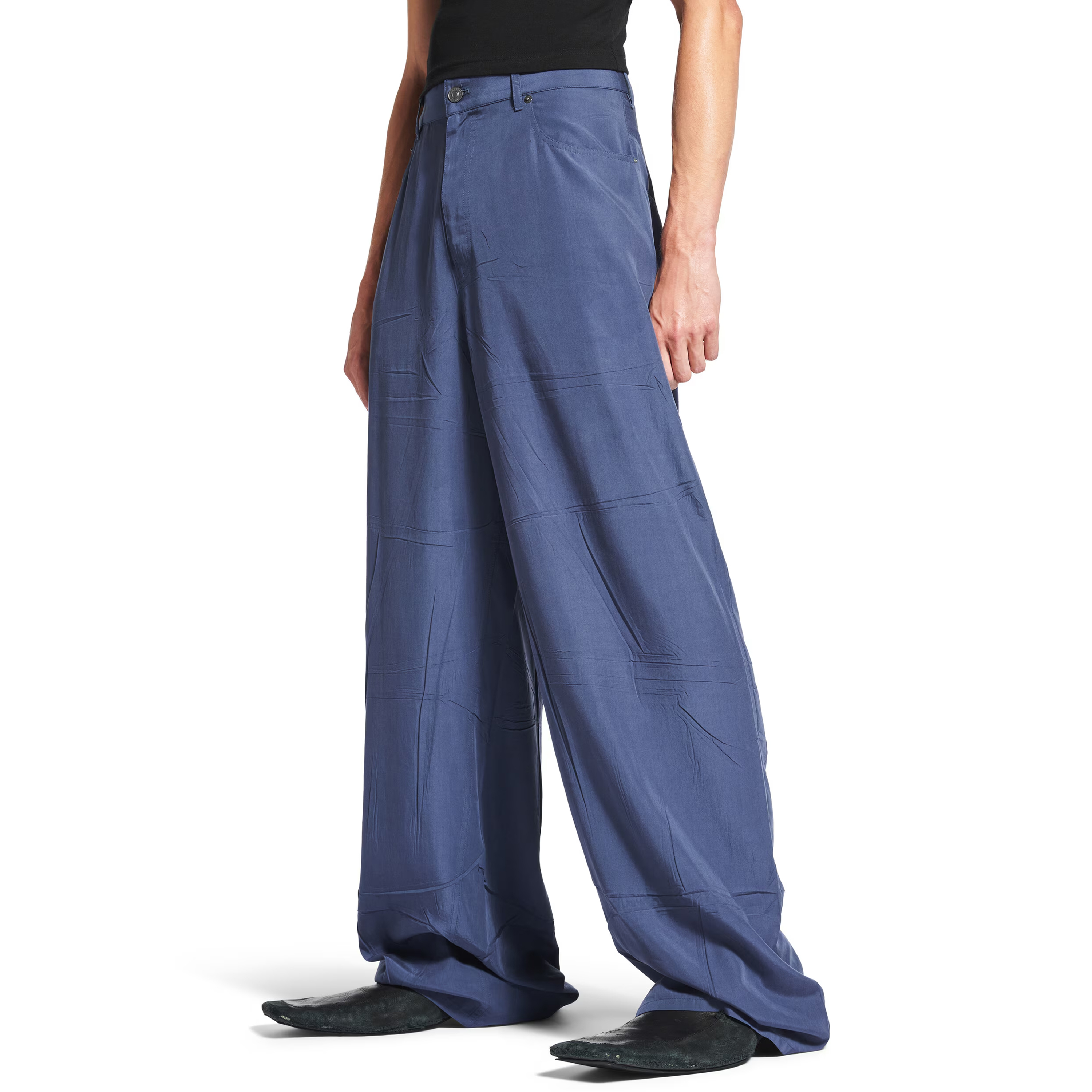 NIGO Balenciaga Men's Four Seasons Mid Waist Washed Solid Color Loose Casual Fluid Denim Pants Ngvp #nigo1552