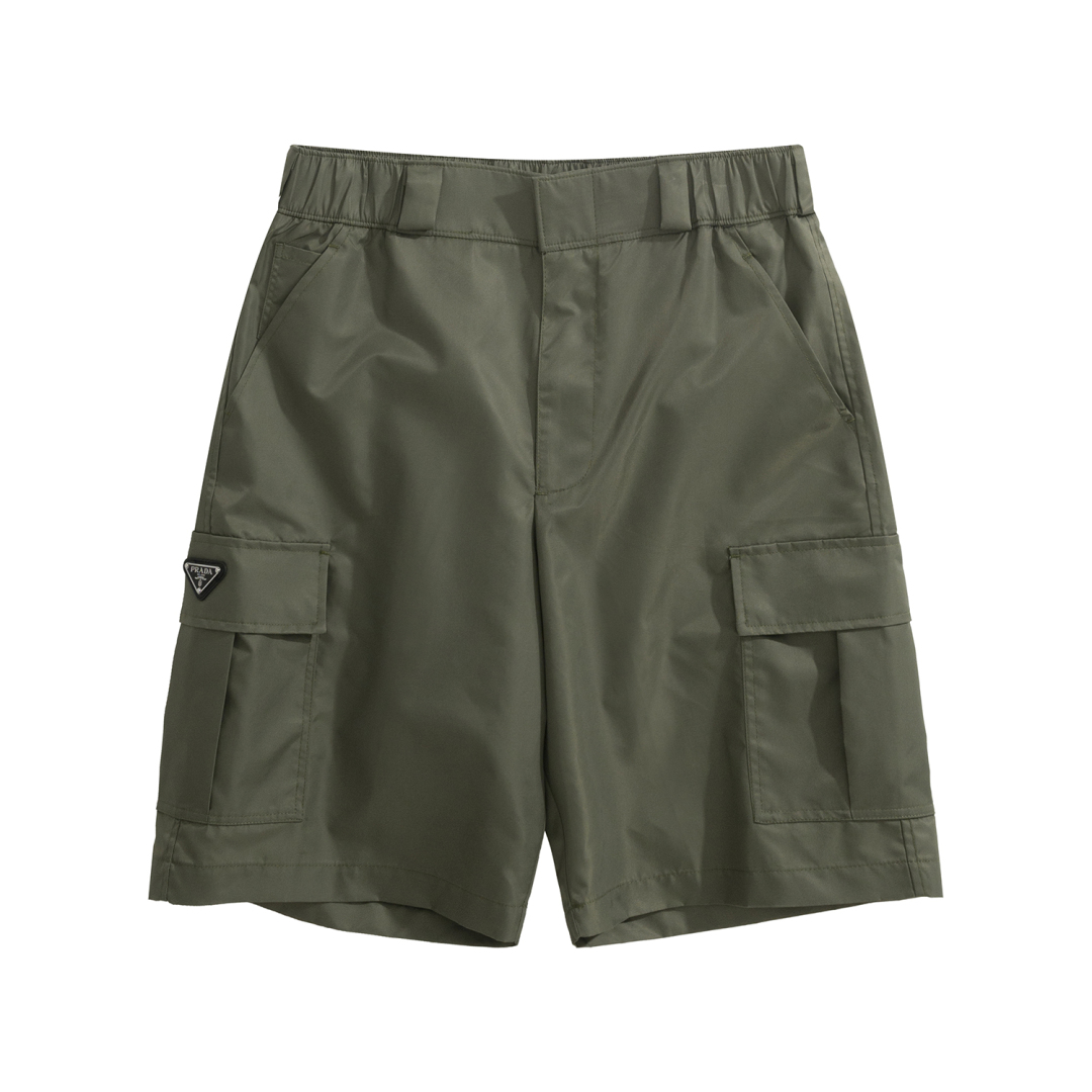 NIGO Prada Men's Summer Nylon Multi-Pocket Elastic Waist Solid Color Casual Work Shorts #nigo81195