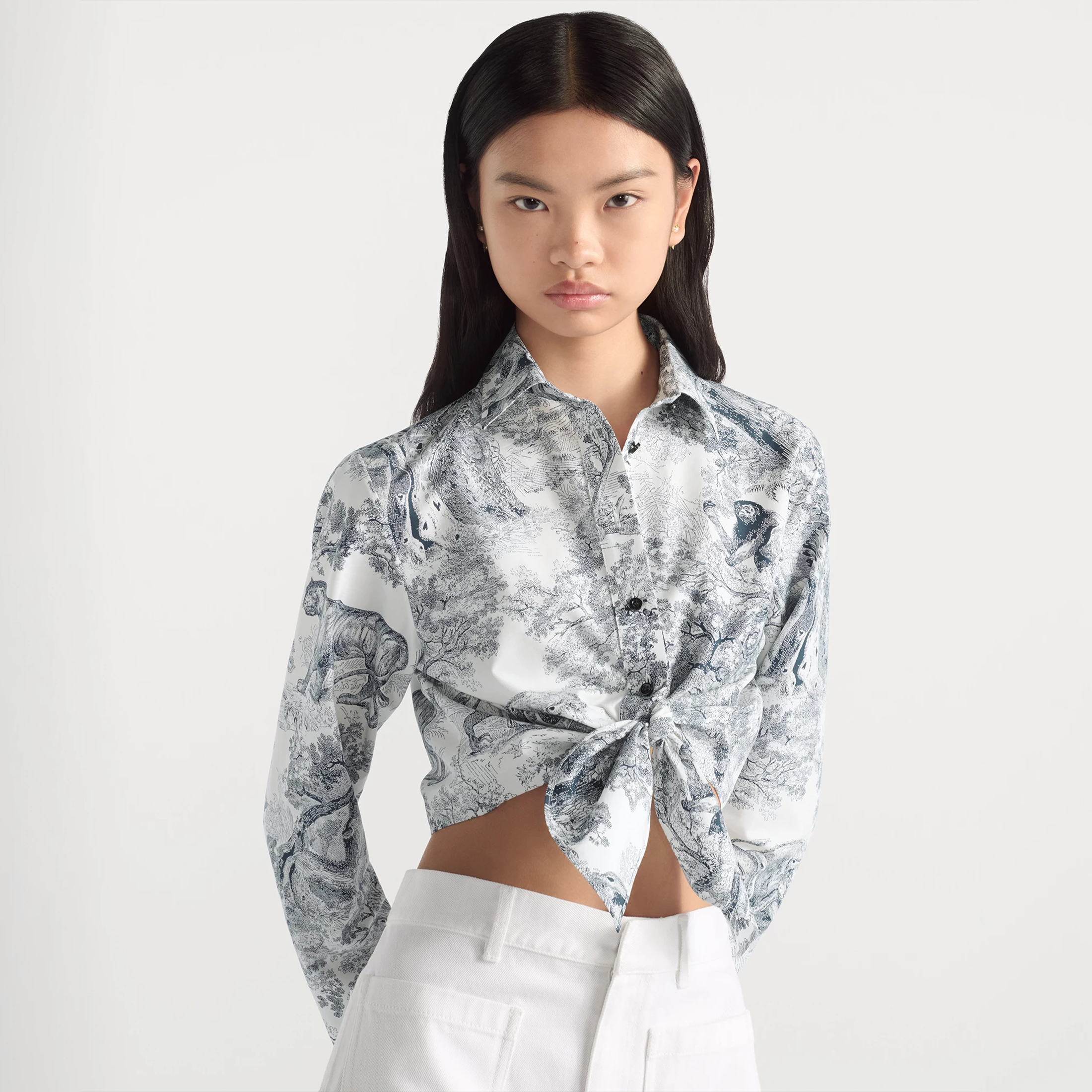 NIGO Dior Women's Dioriviera Short Tunic Shirt Spring Summer Lapel Tie Long Sleeve Single Breasted Shirt Fashion Casual Jacket Ngvp #nigo1617