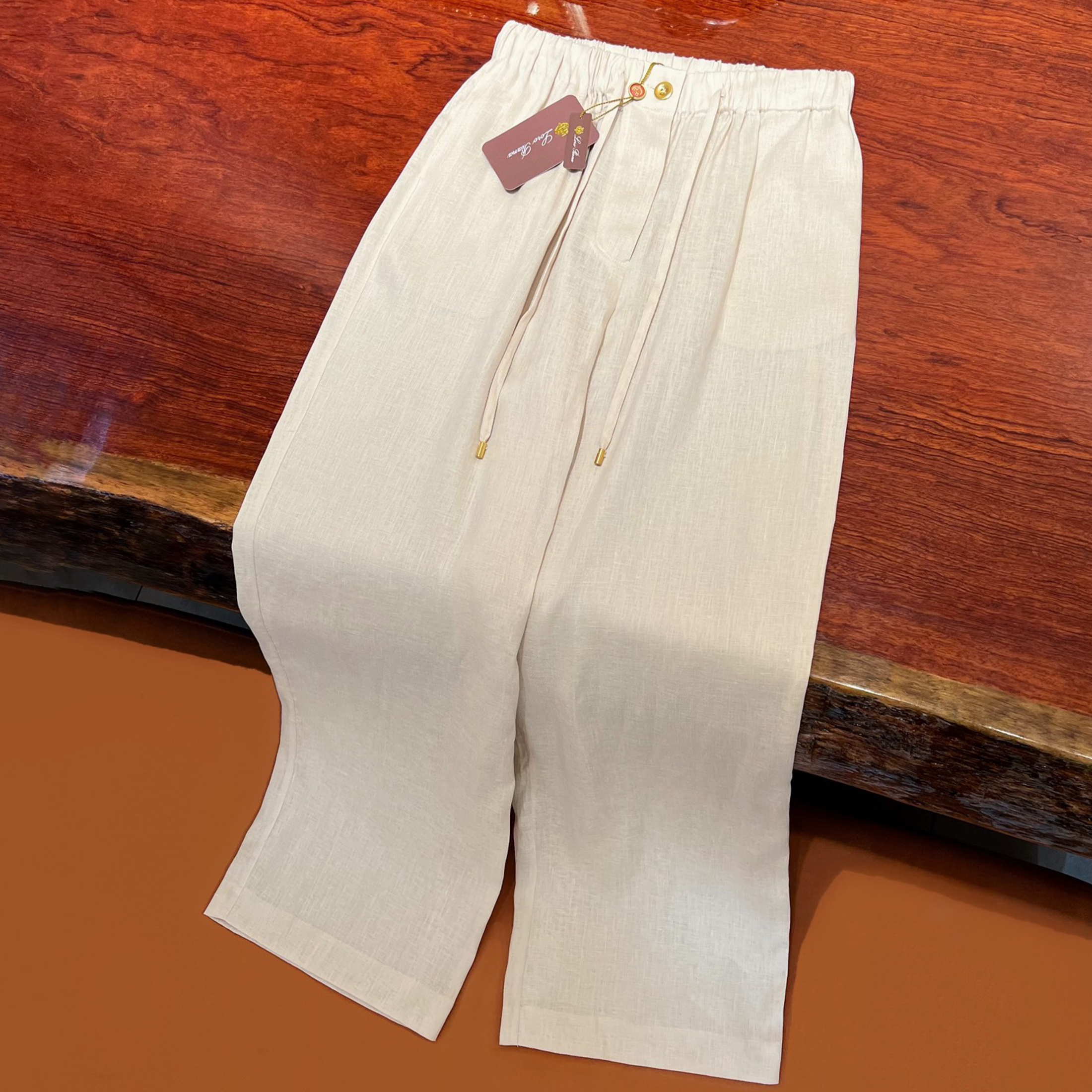 NIGO Loro Piana Women's Spring And Summer Straight Linen Pants Fashion Casual Straight Wide Leg Comfortable Drawstring Trousers Ngvp #nigo1613