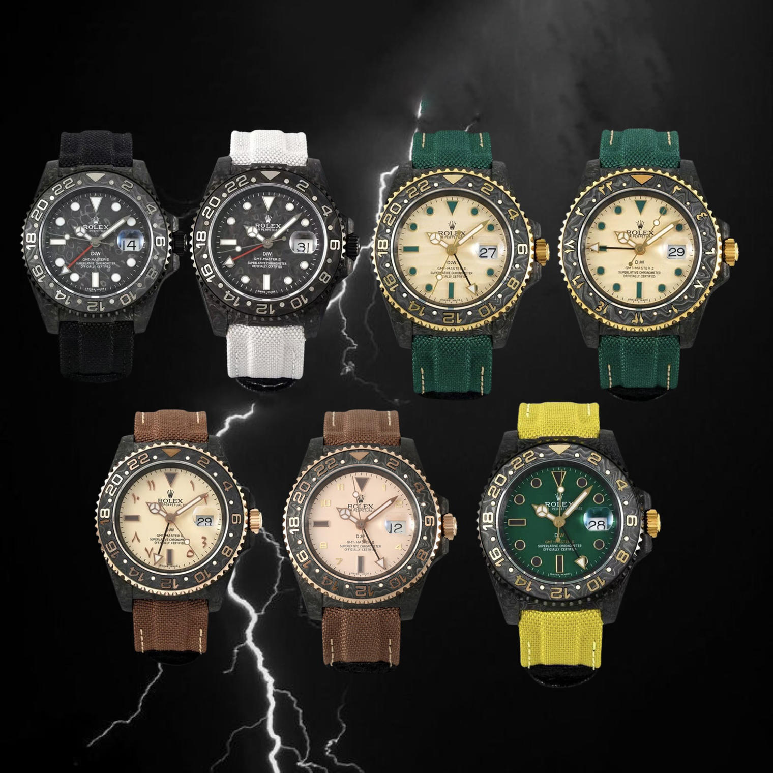 NIGO DIW Rolex GMT-Master ll V3 Men's Colour Block Automatic Cotton and Linen Strap Mechanical Watch #nigo76778