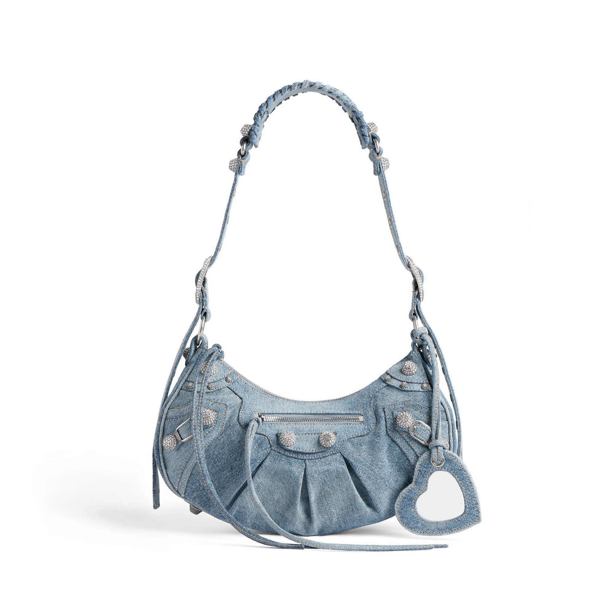 NIGO Balenciaga Le Cagole Women's Solid Colour Washed Worn Edge Adjustable Shoulder Strap Denim Shoulder Bag Armpit Bags #nigo76769