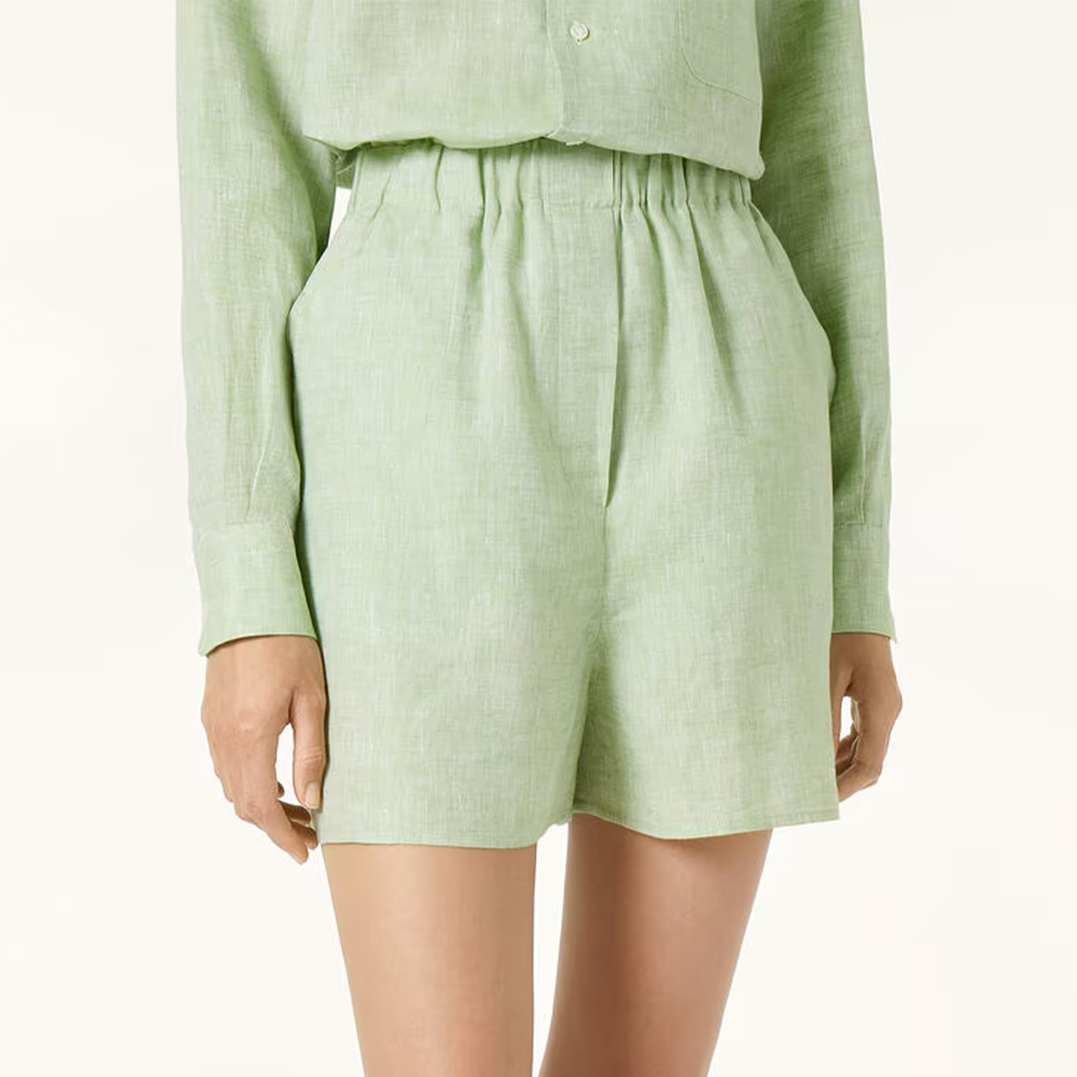 NIGO Loro Piana Angelo Women's Bermuda Large Shorts Spring And Summer Pure Colour Fashion Temperament Linen Elastic Waist Drawstring Shorts Pants Ngvp #nigo1612