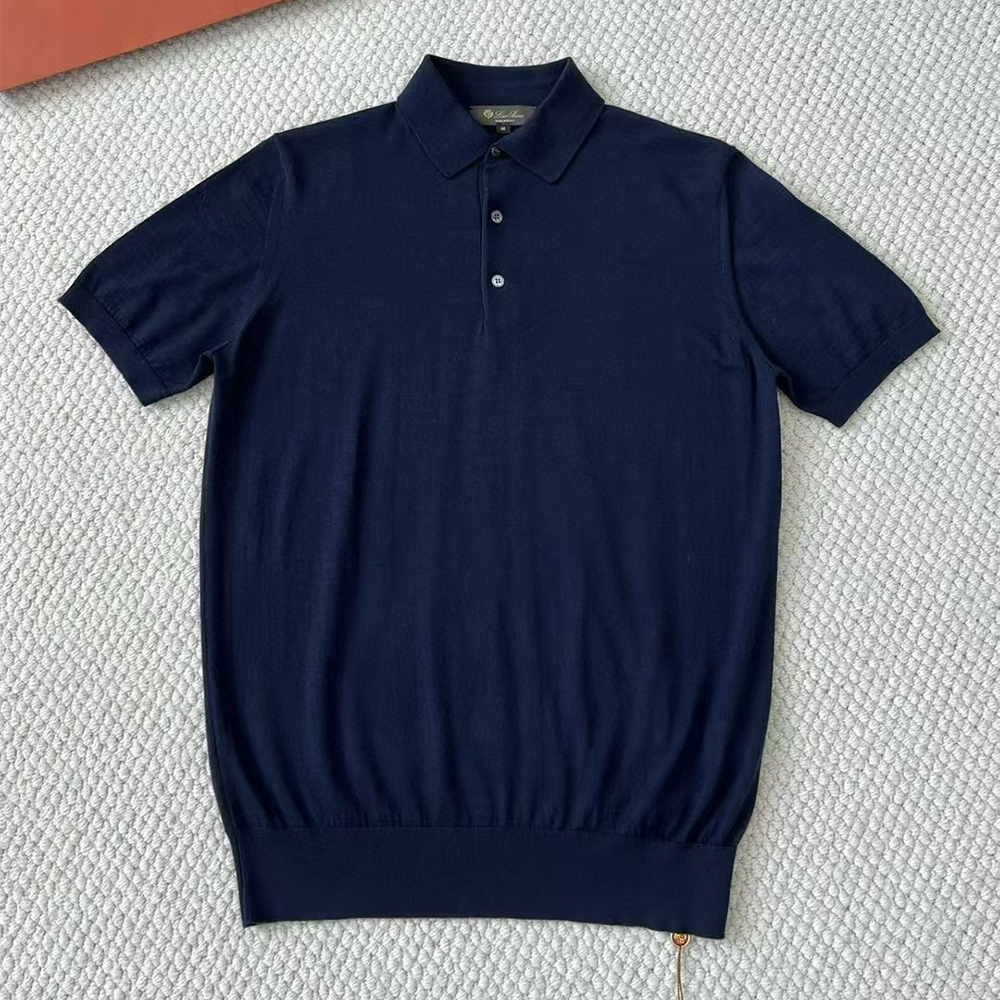 NIGO Loro Piana Men's Summer Lapel Straight Solid Color Fitted Pullover Short Sleeve Polo Shirt Ngvp #nigo1554