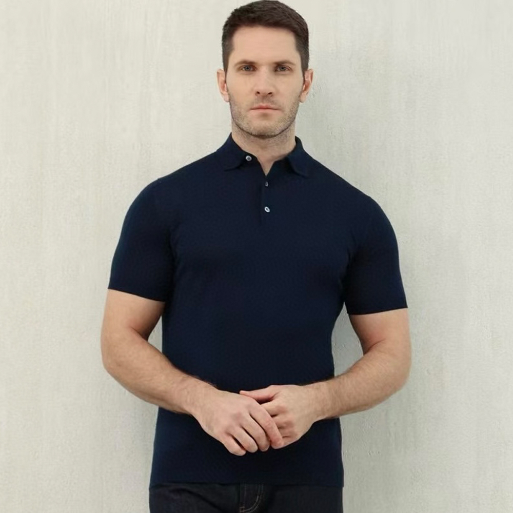 NIGO Loro Piana Men's Summer Lapel Straight Solid Color Fitted Pullover Short Sleeve Polo Shirt Ngvp #nigo1554