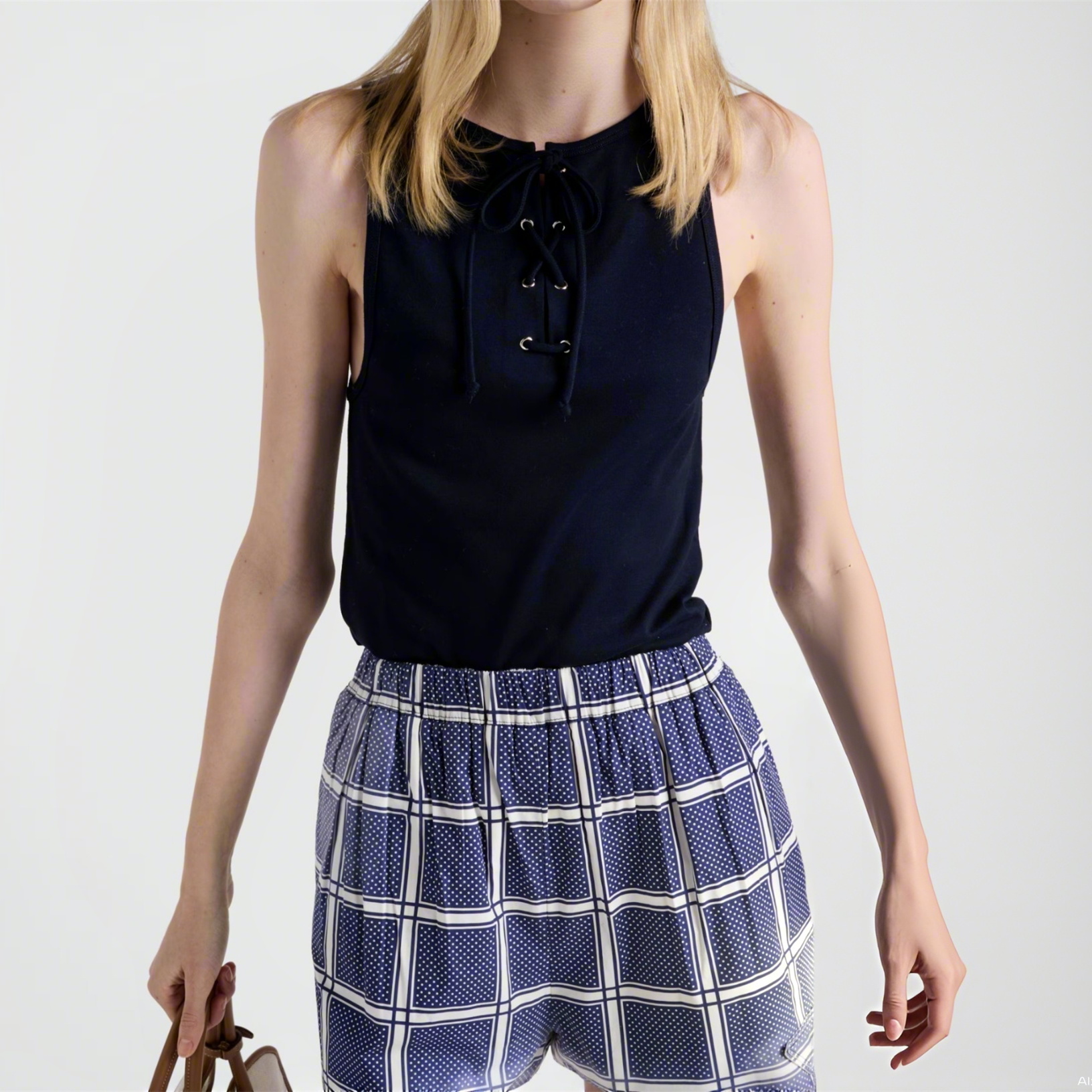 NIGO Prada Women's Summer Solid Colour Tie Stretch Knit Tank Top #nigo76794