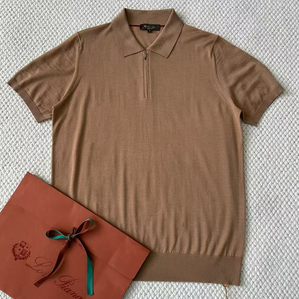 NIGO Loro Piana Men's Summer Solid Color Half Zip Straight Short Sleeve Polo Shirt Ngvp #nigo1555