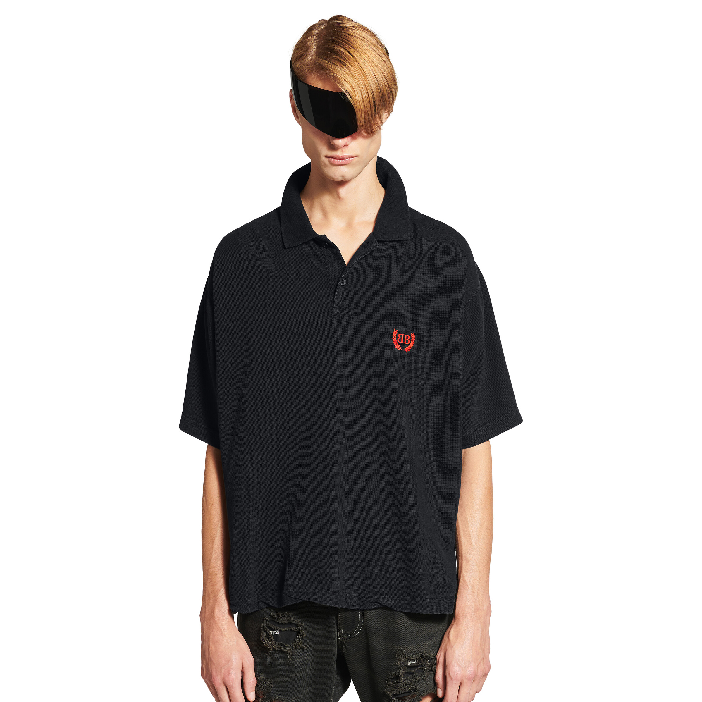 NIGO Balenciaga Laurel Classic Men's Summer Faded Black Cotton Beaded Short Sleeve Regular Fit Polo Neck T-Shirt #nigo76821