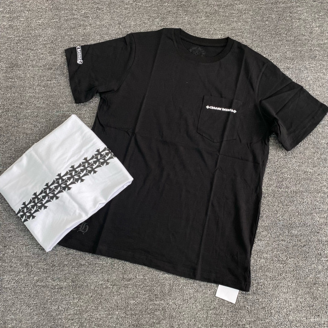 NIGO Chrome Hearts Men's Summer Solid Colour Cross Print Round Neck Cotton Short Sleeve T-Shirt #nigo76816