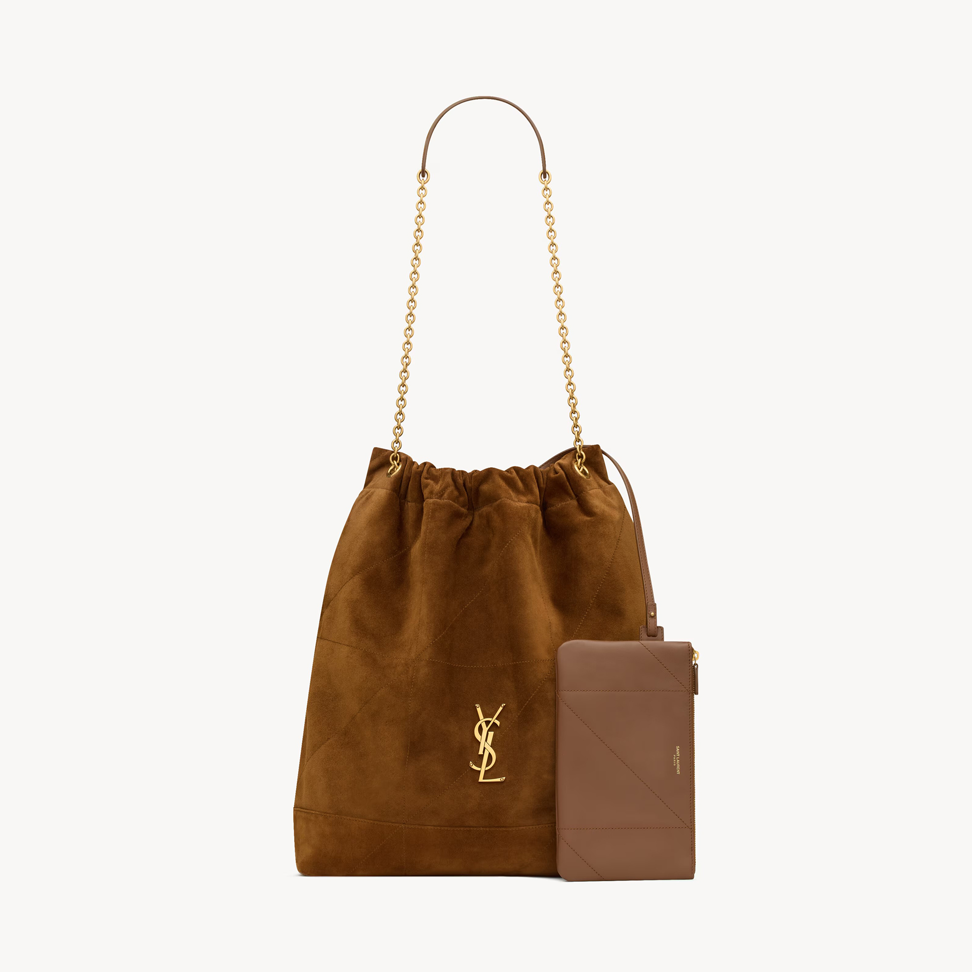 NIGO SAINT LAURENT JAMIE POCHON Women's Solid Colour Suede Leather Metal Chain Tote Shoulder Bag Bags #nigo76824