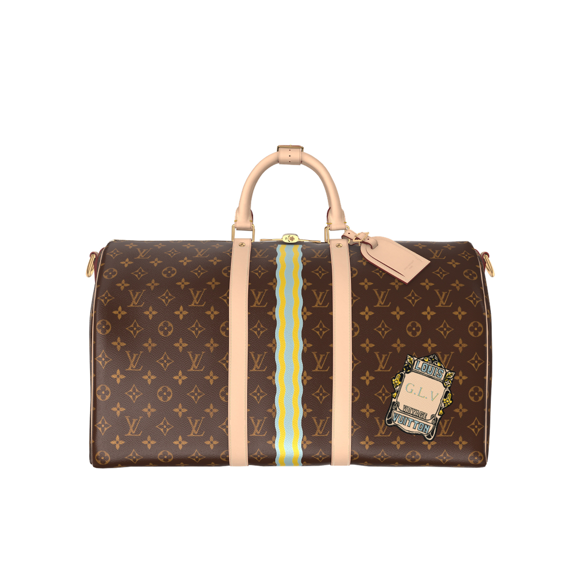 NIGO Louis Vuitton KEEPALL BANDOULIÈRE 50 Men's Detachable Adjustable Shoulder Strap Zipper Closure Coated Canvas Quilted Leather Single Shoulder Crossbody Handbag Travel Bag Bags #nigo76838