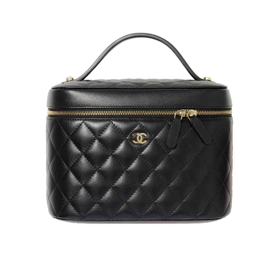 NIGO Chanel Women's Vanity Checkered Gold Buckle Leather Handbag Solid Color Casual Cosmetic Bag Bags AP2573-Y04059-C3906 #nigo76829