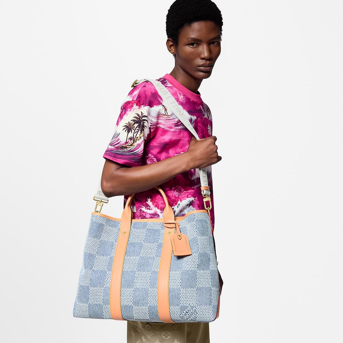 NIGO Louis Vuitton Weekend Tote Men's And Women's Solid Colour Detachable Adjustable Shoulder Strap Checkerboard Checkerboard Printing Denim Shoulder Handbag Tote Bag Bags #nigo76851