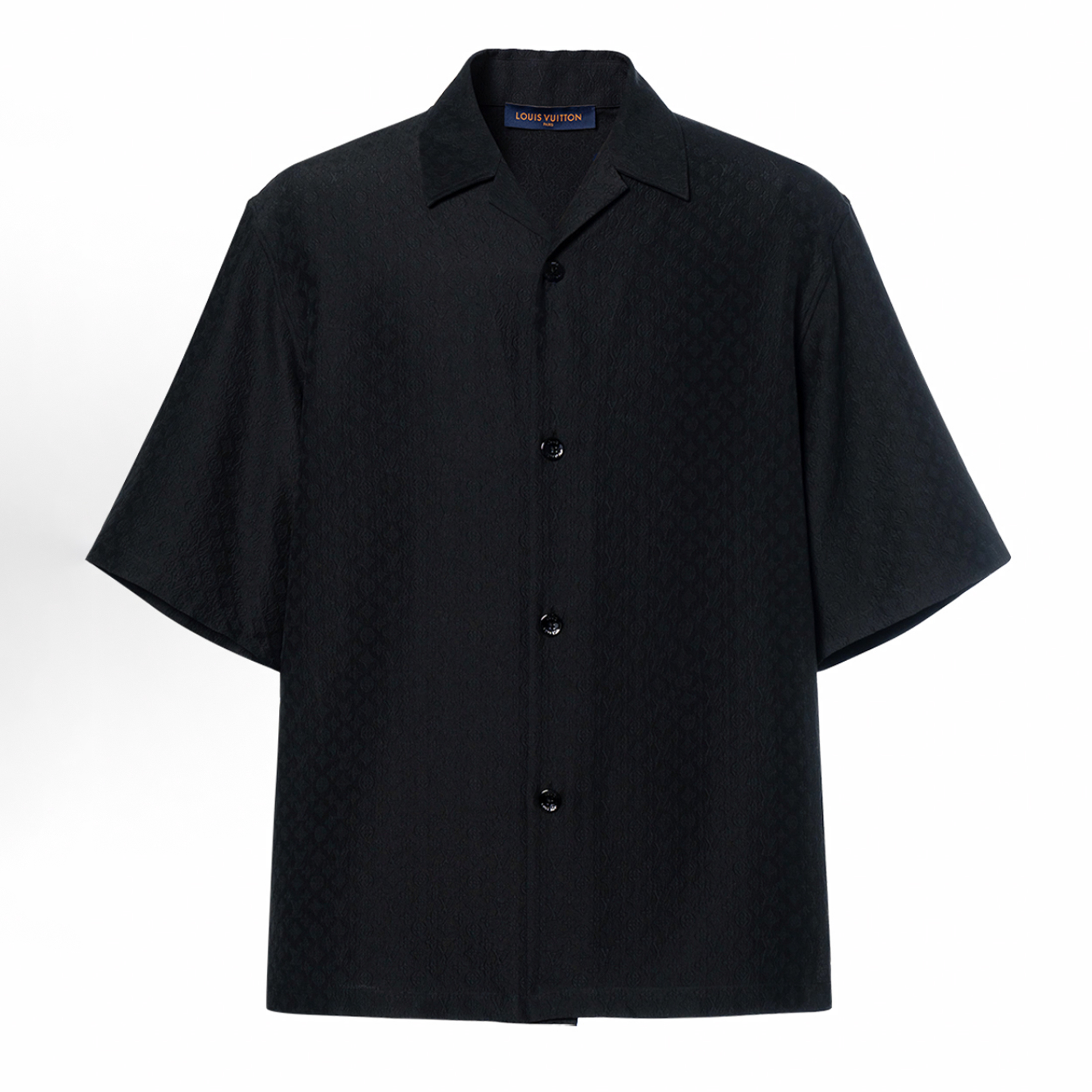 NIGO Louis Vuitton Men's Jacquard Logo Shirt Fashion Spring And Summer Black Lapel Single-breasted Short-sleeved Shirt  #nigo76837