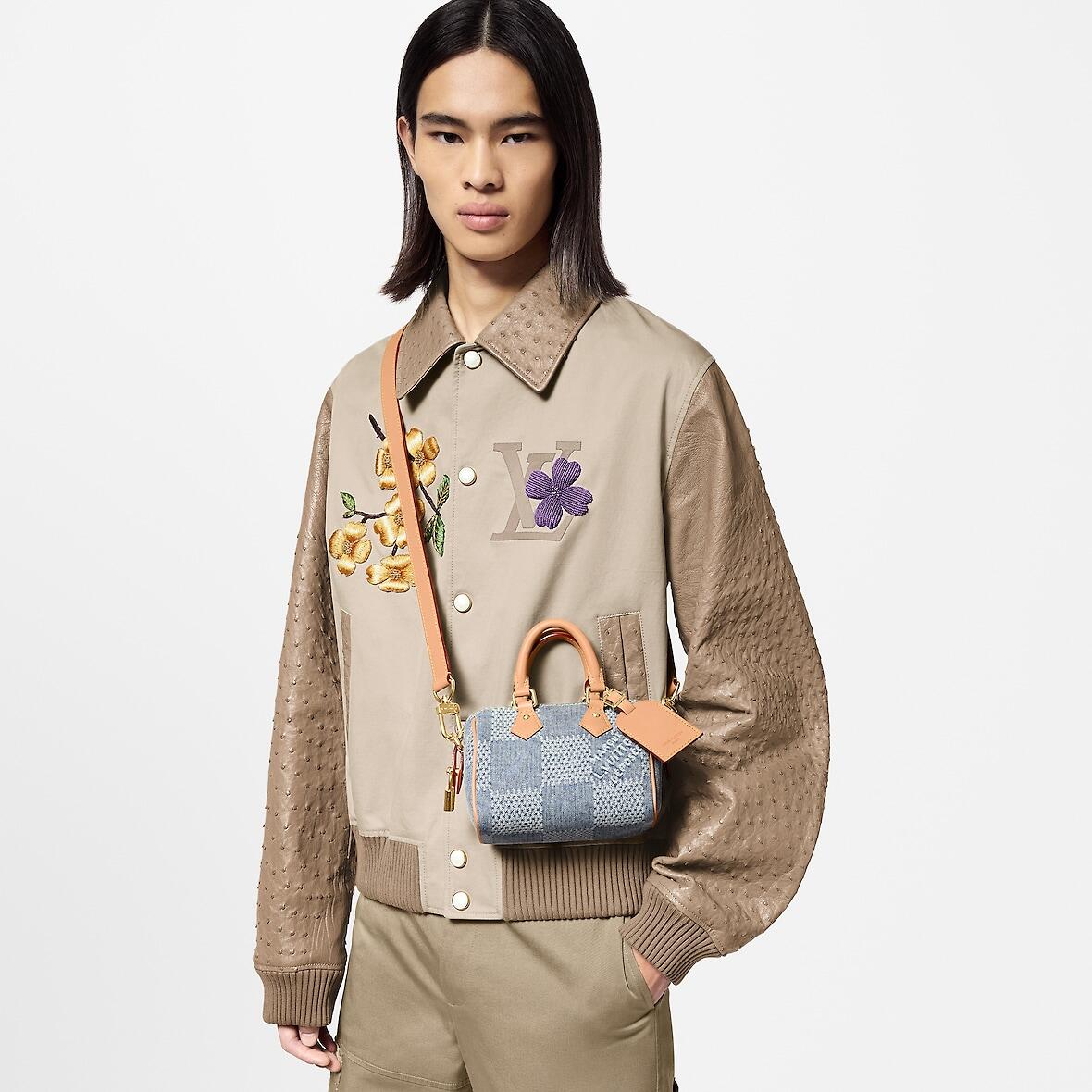 NIGO Louis Vuitton Speedy 18 Bandoulière Men's and Women's Checkerboard Printed Denim Patchwork Leather Single Shoulder Crossbody Tote Bag Bags #nigo76848