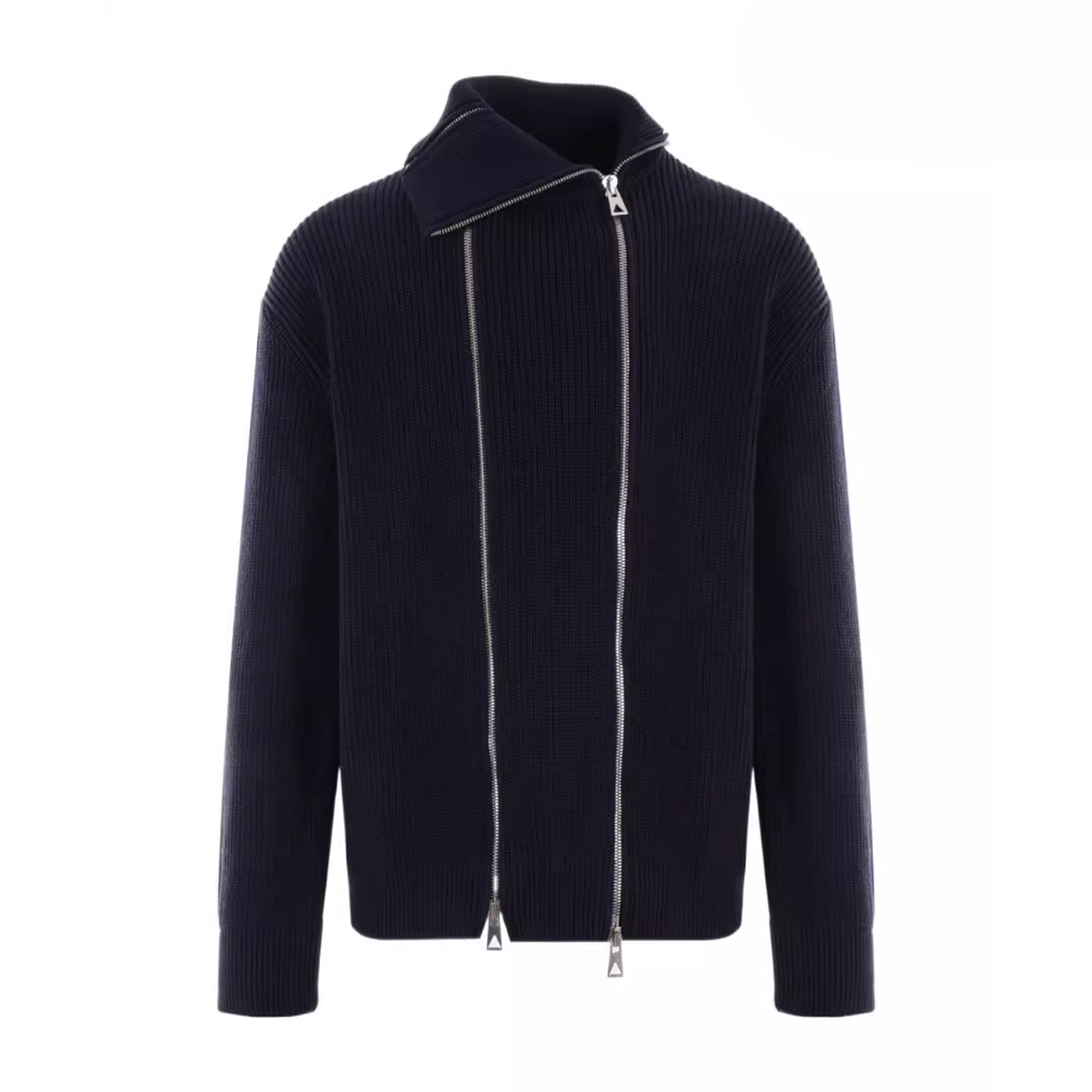 NIGO Bottega Veneta Men's Spring And Autumn Black Double Zip Cardigan Jumper Fashion Trend Casual Knitted Jacket Ngvp #nigo1626