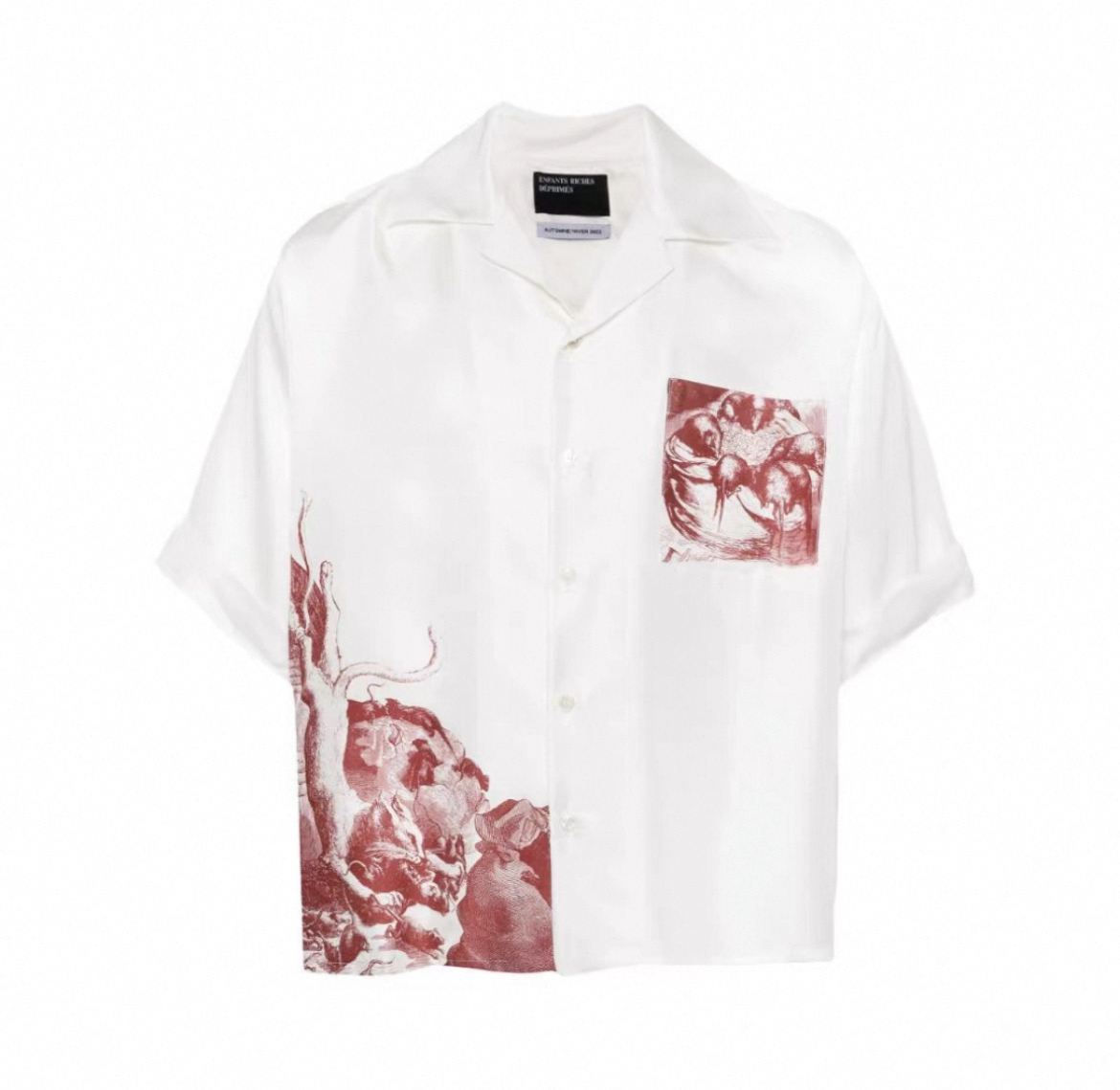 NIGO Enfants Riches Deprimes Men's Spring And Summer White Printed Shirt Lapel Single-breasted Short-sleeved High Street Trend Shirt Ngvp #nigo1627