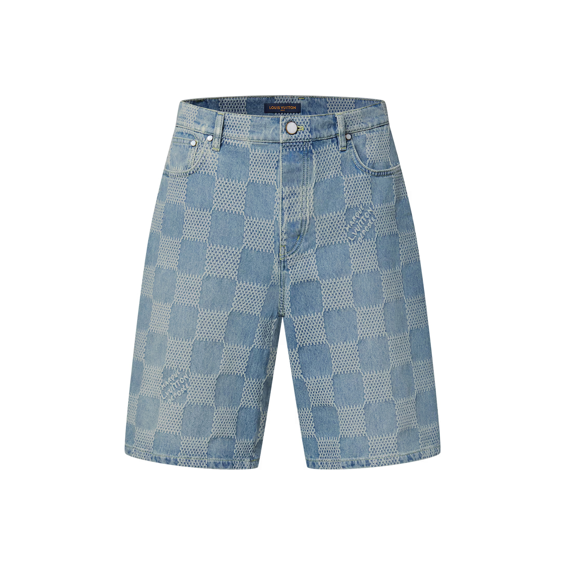 NIGO Louis Vuitton Men's Summer Solid Colour Checkerboard 3D Print Casual Denim Shorts #nigo76864