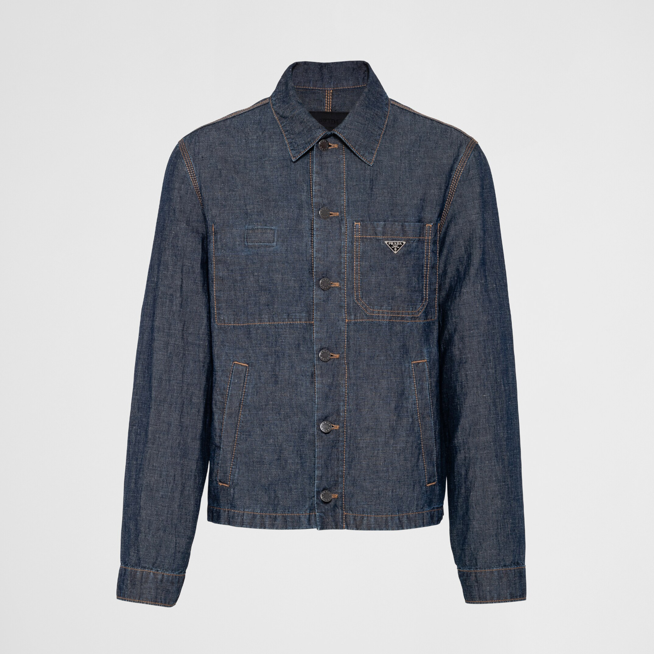 NIGO Prada Men's Spring Autumn Triangle Label Logo Solid Colour Single Breasted Long Sleeve Denim Jacket #nigo76865