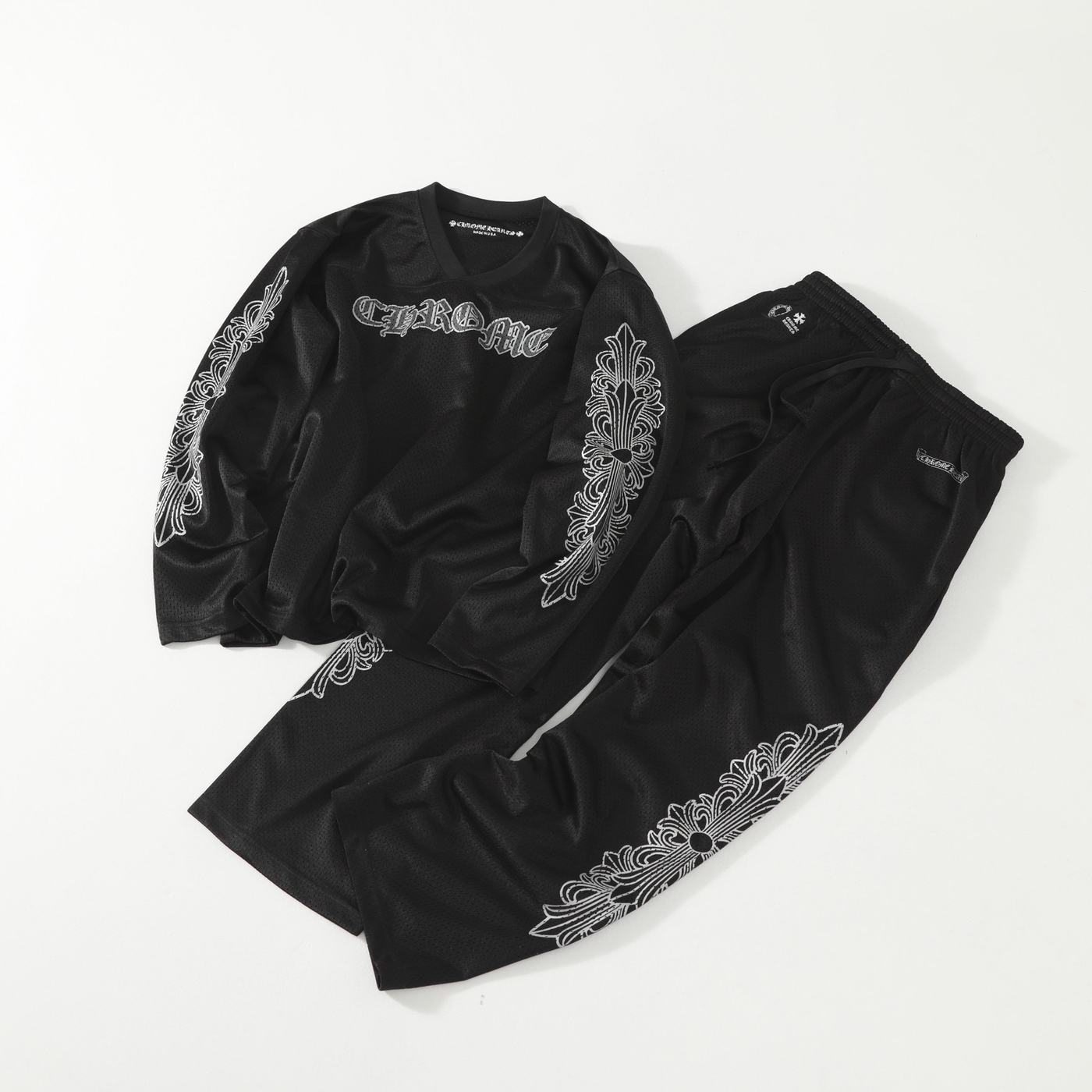 NIGO Chrome Hearts Men's Autumn and Winter Solid Color Long Sleeve T-Shirt Stretch Sweatpants Pants Set Suit #nigo76427