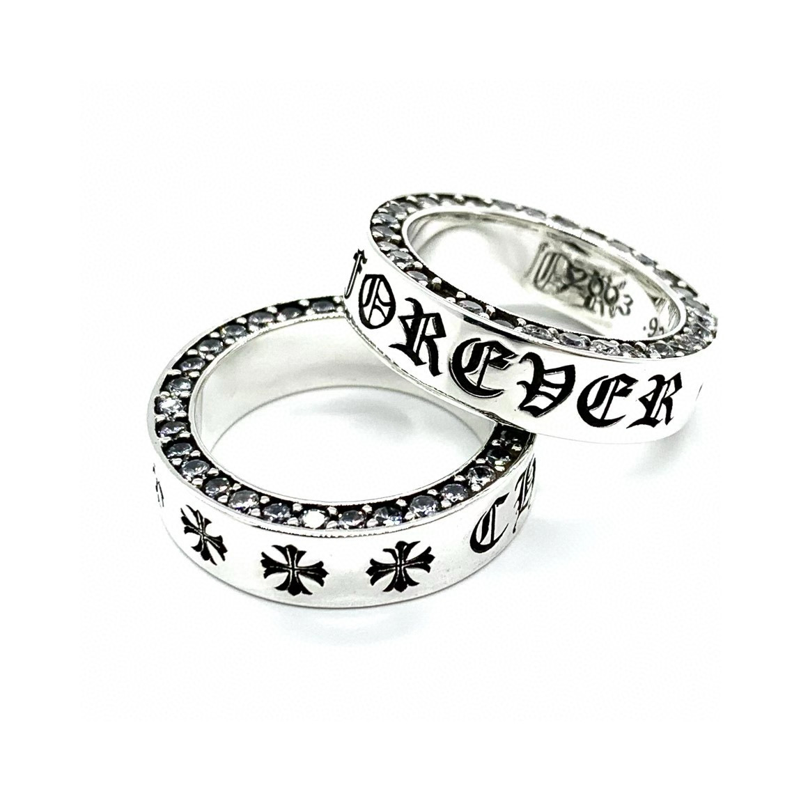 NIGO Chrome Hearts Men's Women's Vintage Cross Logo 24K Diamond Eternity Ring Jewellery Accessories #nigo81264