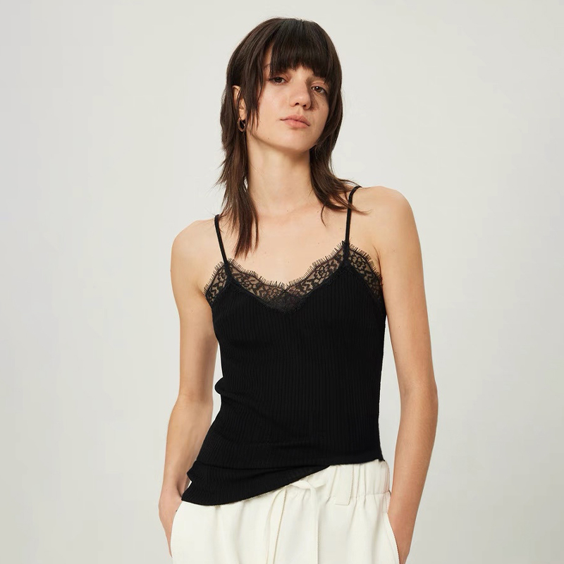 NIGO The Row Women's Summer Lace V-neck Solid Color Silk Wool Blend Sexy Sleeveless Camisole Tank Top Vest Ngvp #nigo1762