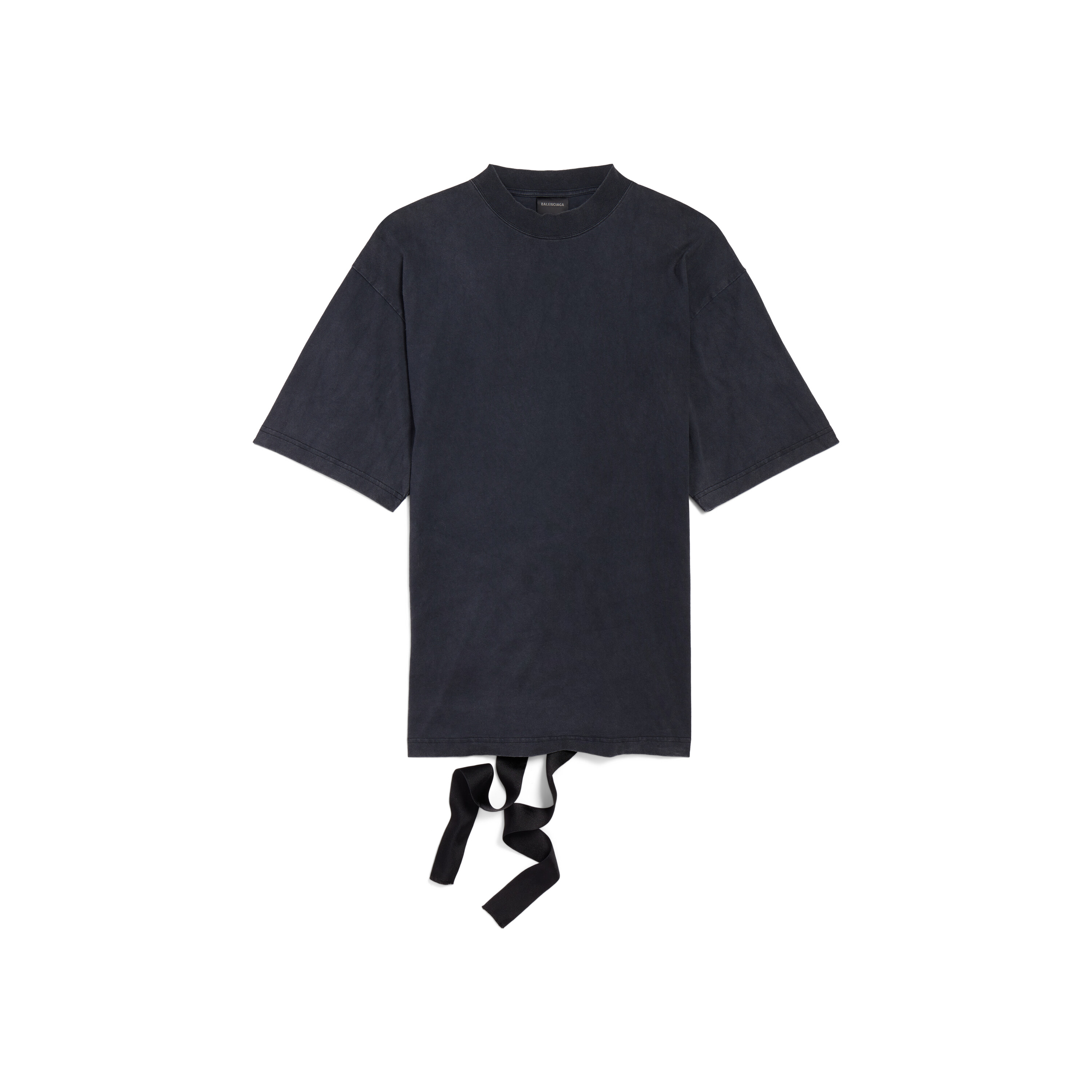 NIGO Balenciaga Men's Women's Summer Faded Black Round Neck Plain Knit Lace-Up Done Short Sleeve T-Shirt Ngvp #nigo1761